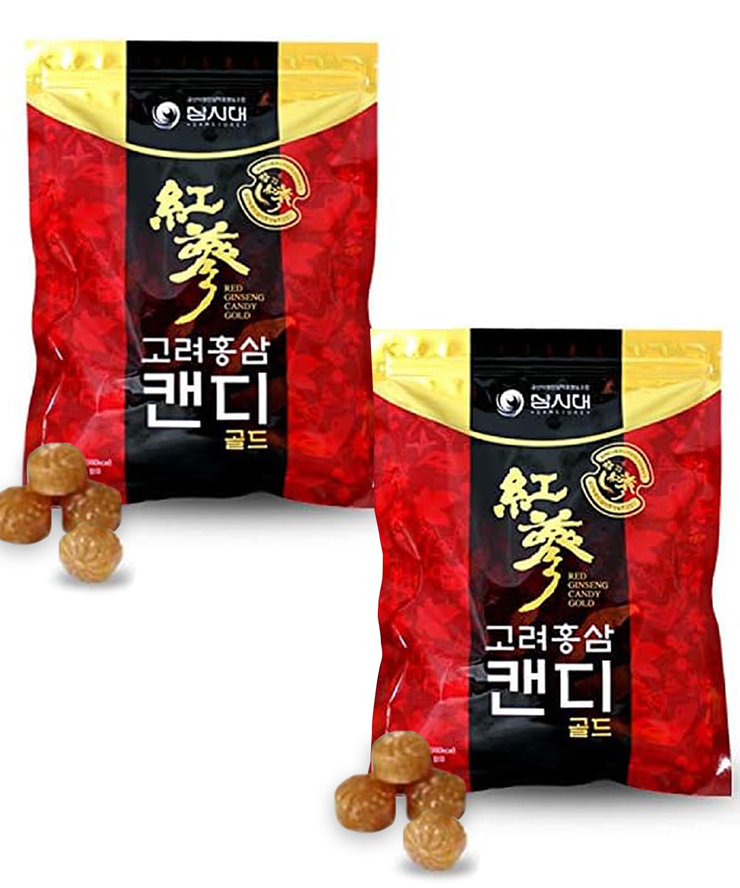 SAMSIDAE bonbons ginseng rouge doré emballage: présentation premium et rafraîchissant potentiel.