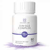 Sanare Lab DIM SGS 150 mg – bouteille de capsules, équilibre hormonal potentiel.