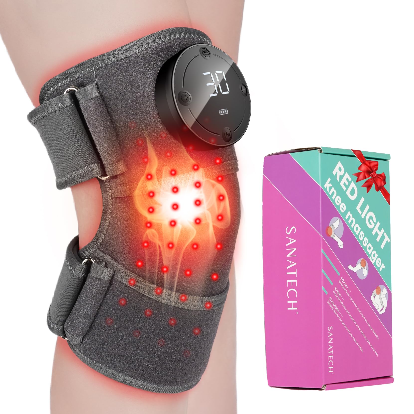 SanaTech Genou Brace – lumière rouge, détente ciblée autour du genou