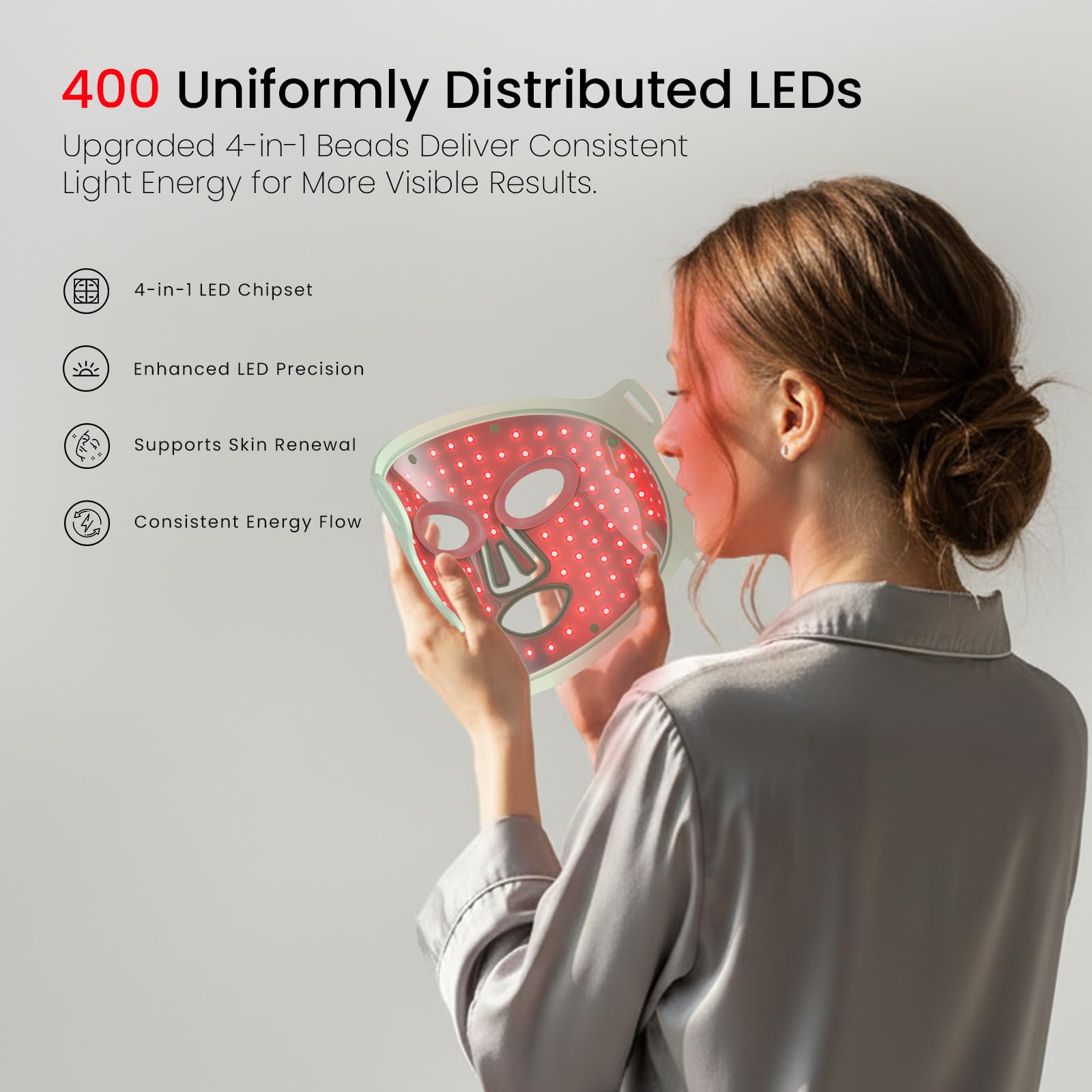 Masque LED SanaTech – portable, léger et facile à emporter.