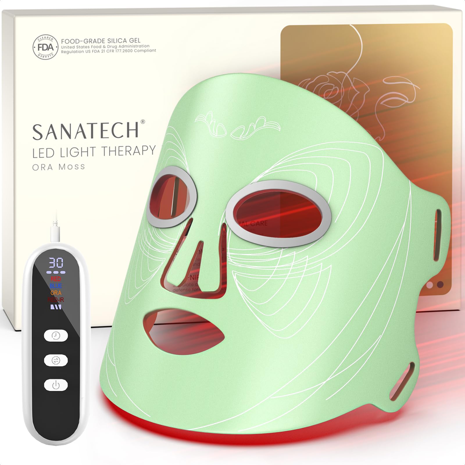 Masque SanaTech LED visage - présentation prête à l'emploi à domicile.
