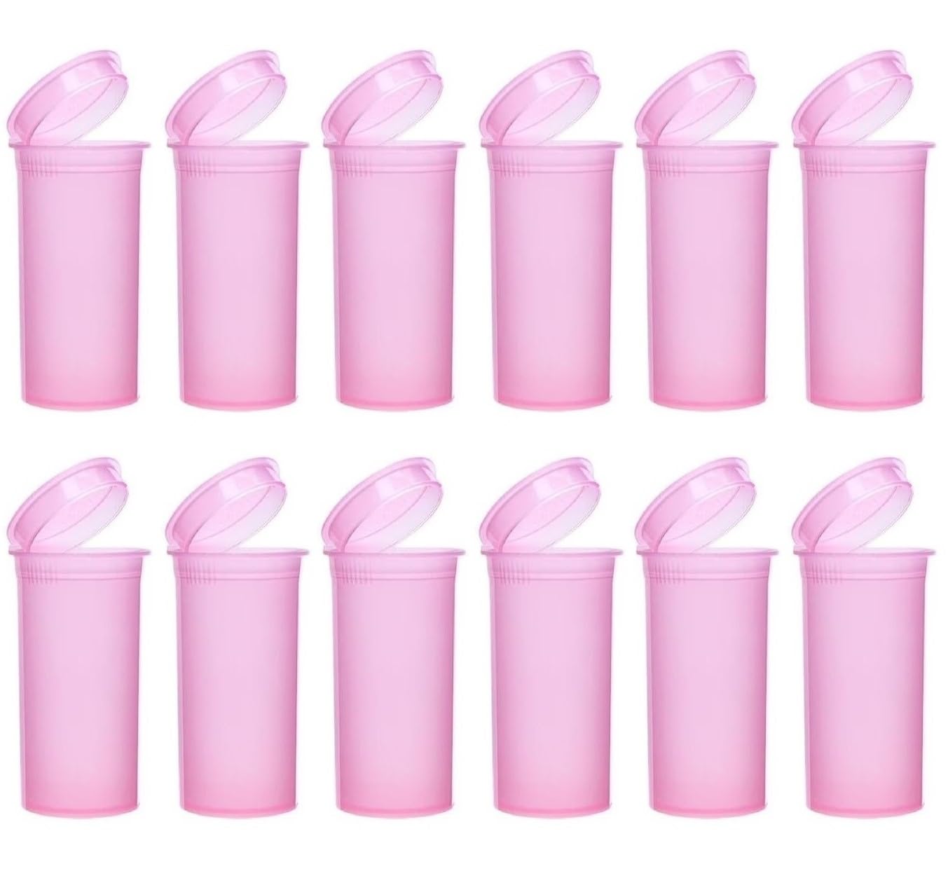 Sandhill Tools – Bouteille pilules rose translucide avec capuchon à pression, idéale pour rangement sûr.