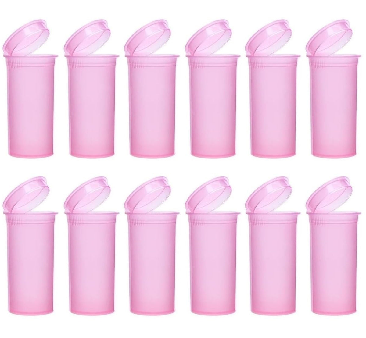 Sandhill Tools – Bouteille pilules rose translucide avec capuchon à pression, idéale pour rangement sûr.