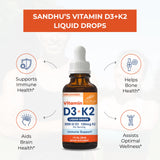 Sandhu's D3K2 gouttes: sans gluten et sans lait, adaptées à divers régimes.