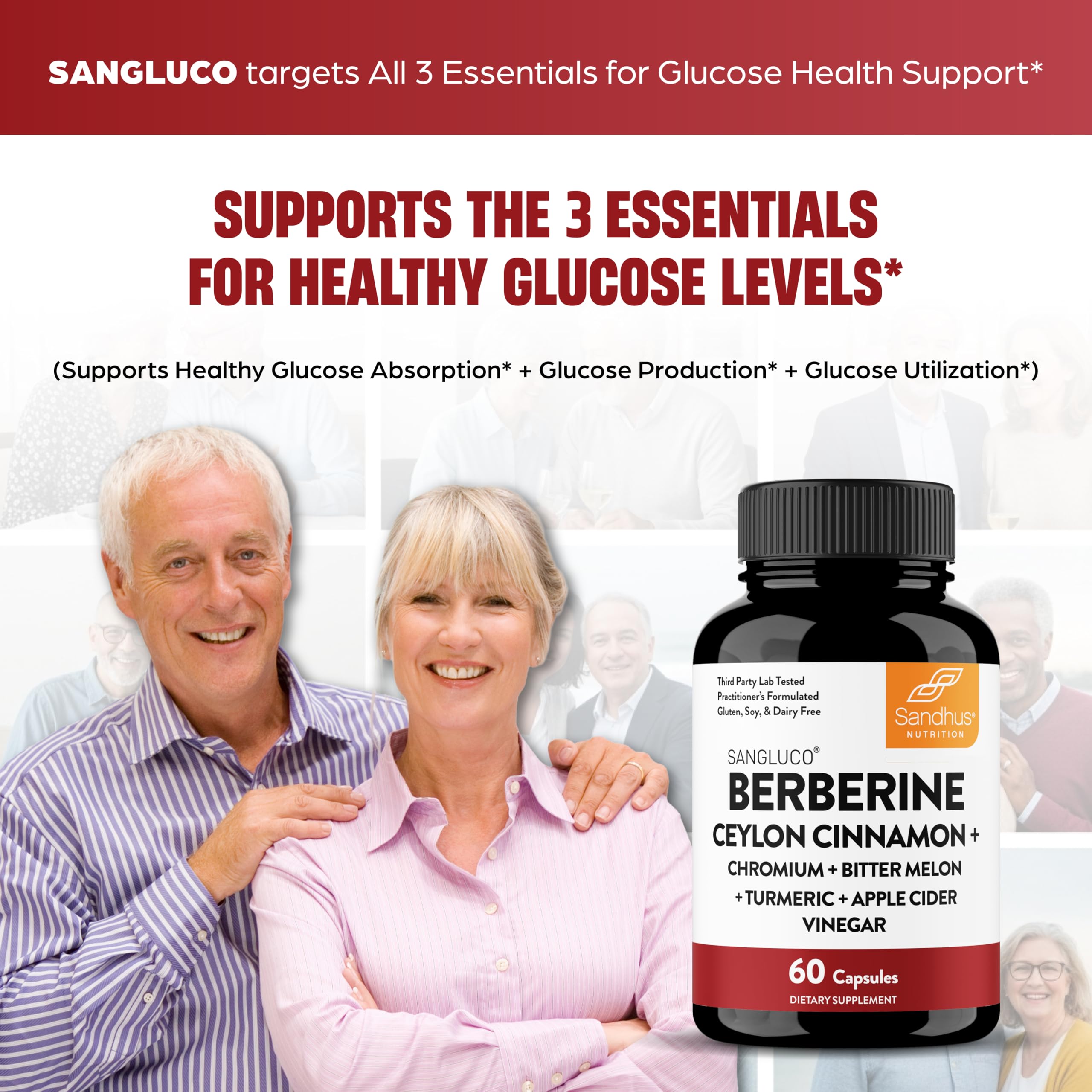 Sandhu's berberine intégrée dans le produit, soutien potentiel à l'équilibre nutritionnel.