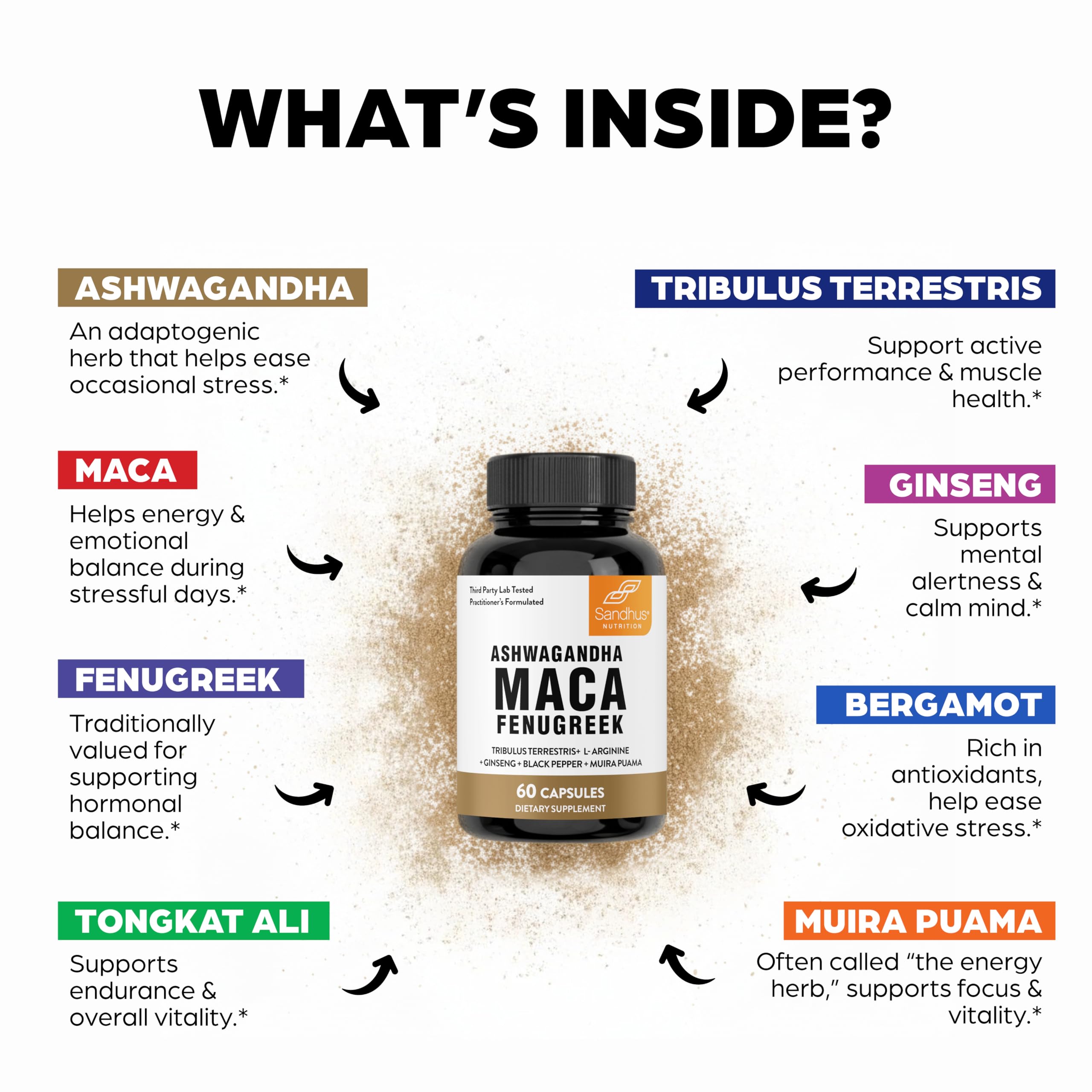 Gélules Sandhu’s L-Arginine et Ginseng, usage quotidien facilité.
