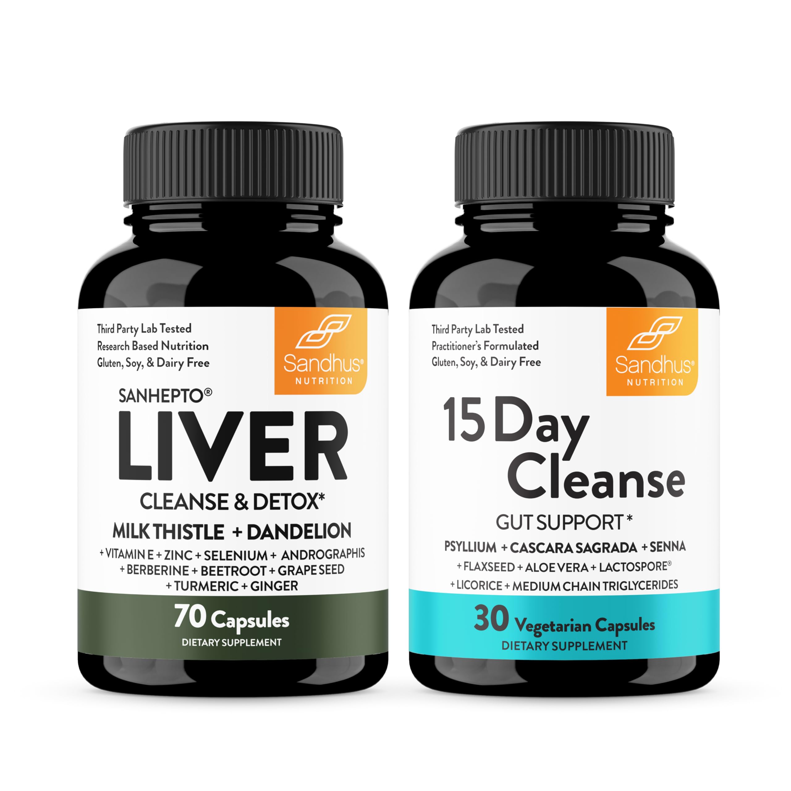 Bouteille Sandhu's Liver Cleanse prête à une utilisation quotidienne pour soutenir la détox du foie.