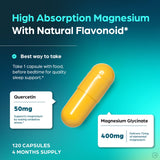 Sandhu's Magnésium Glycinate avec quercetine, extrait naturel, soutien antioxydant potentiel.