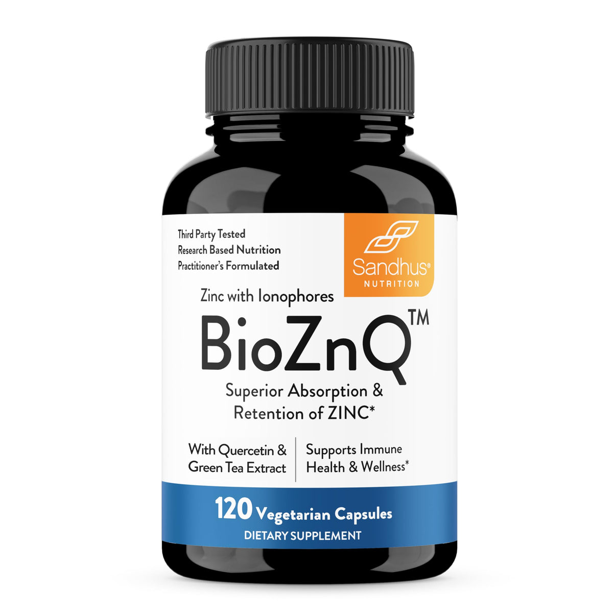 Sandhu's BioZnq en bouteille, facile à intégrer à la routine immunitaire.