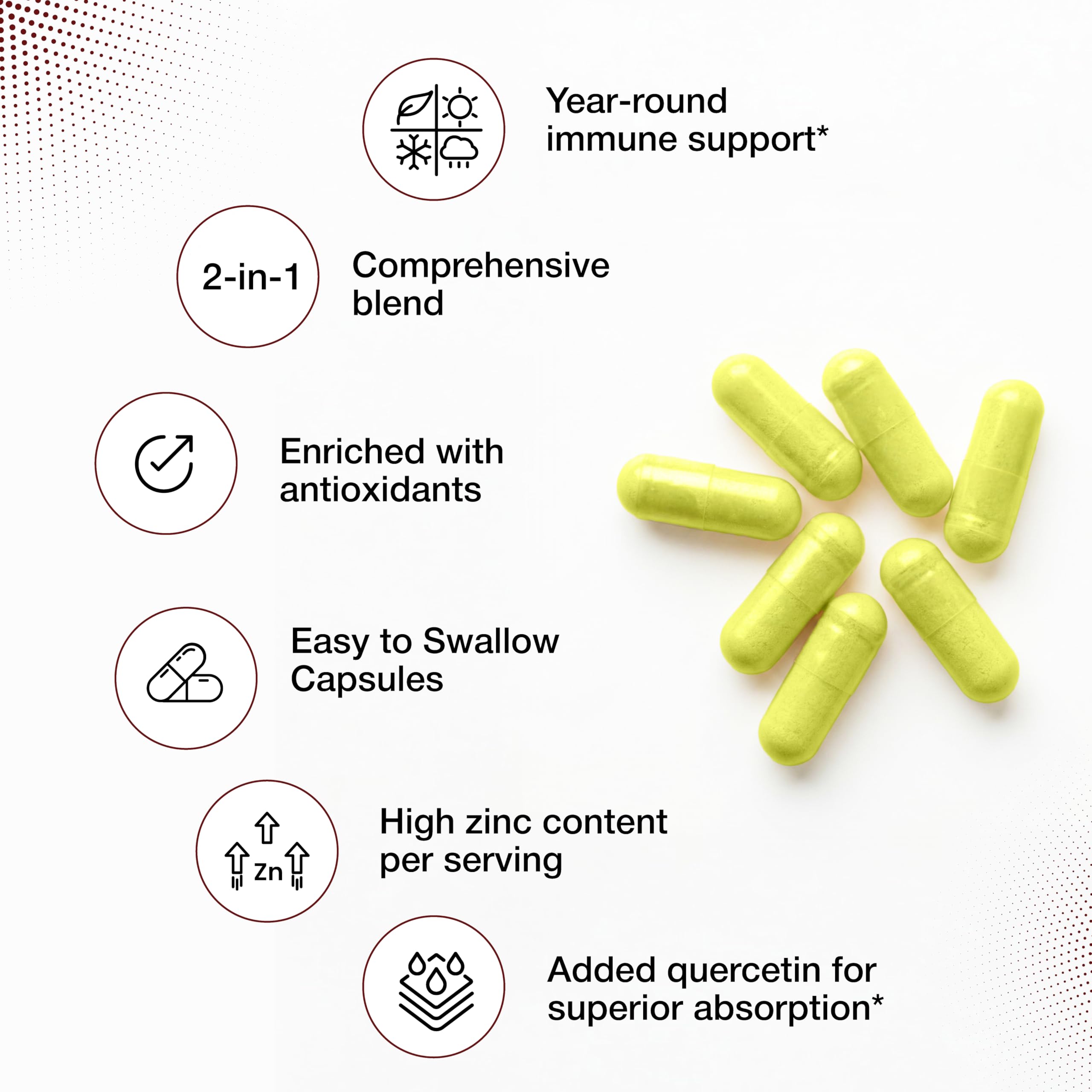 Format triple Sandhu's Zinc Quercetin pour un approvisionnement durable.