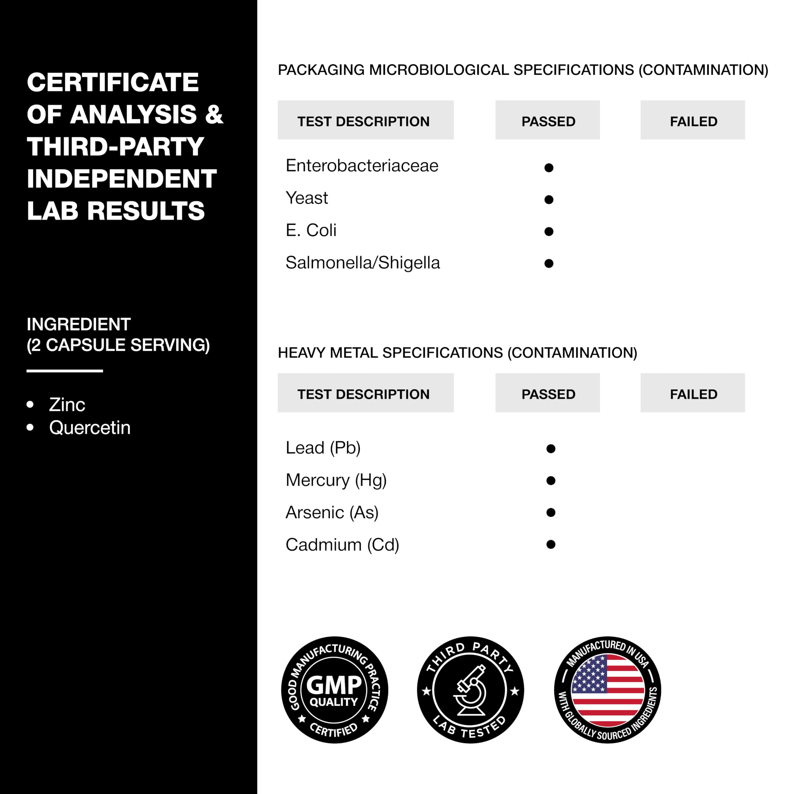 Fabriqué aux États-Unis dans une installation NSF-GMP.