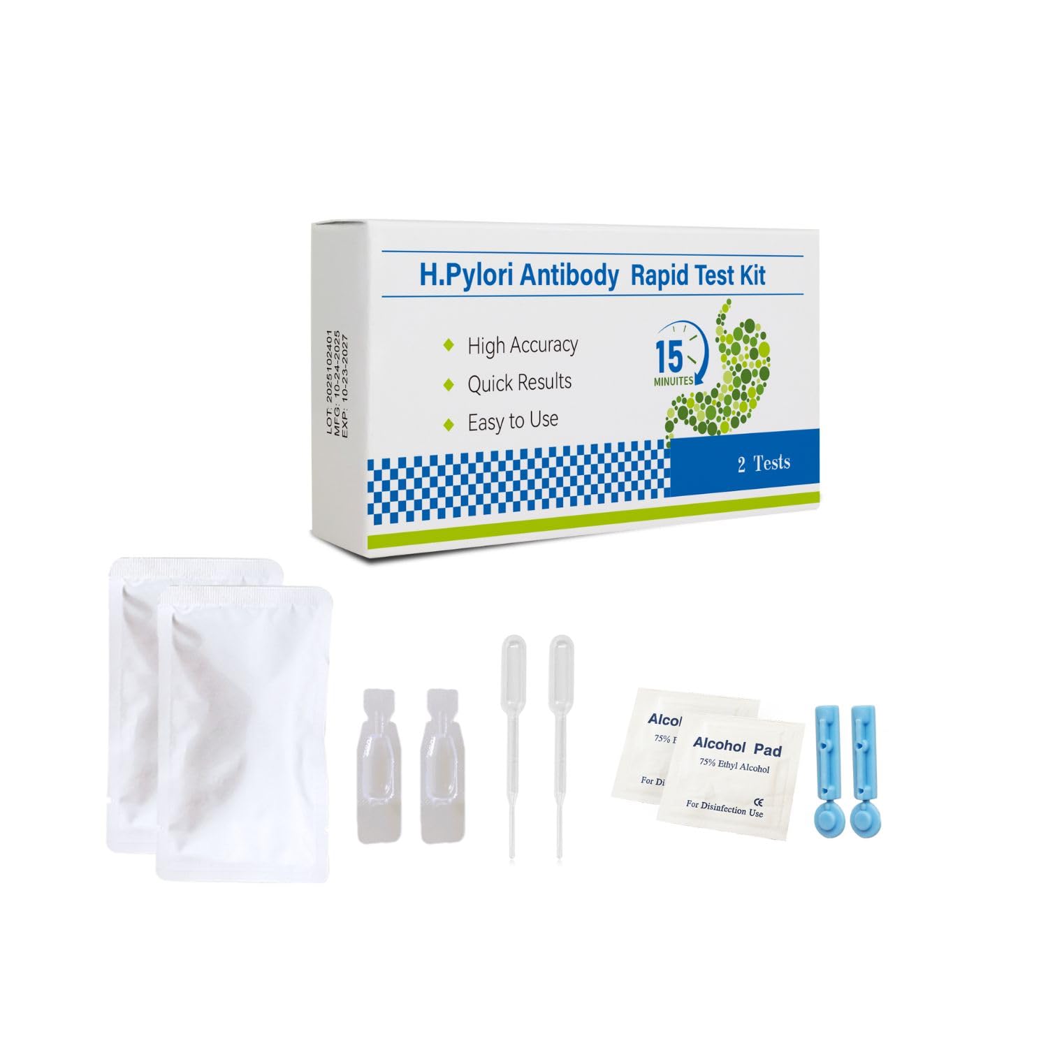 Sangahama H Pylori Test Kit emballage pratique et stockage facile.