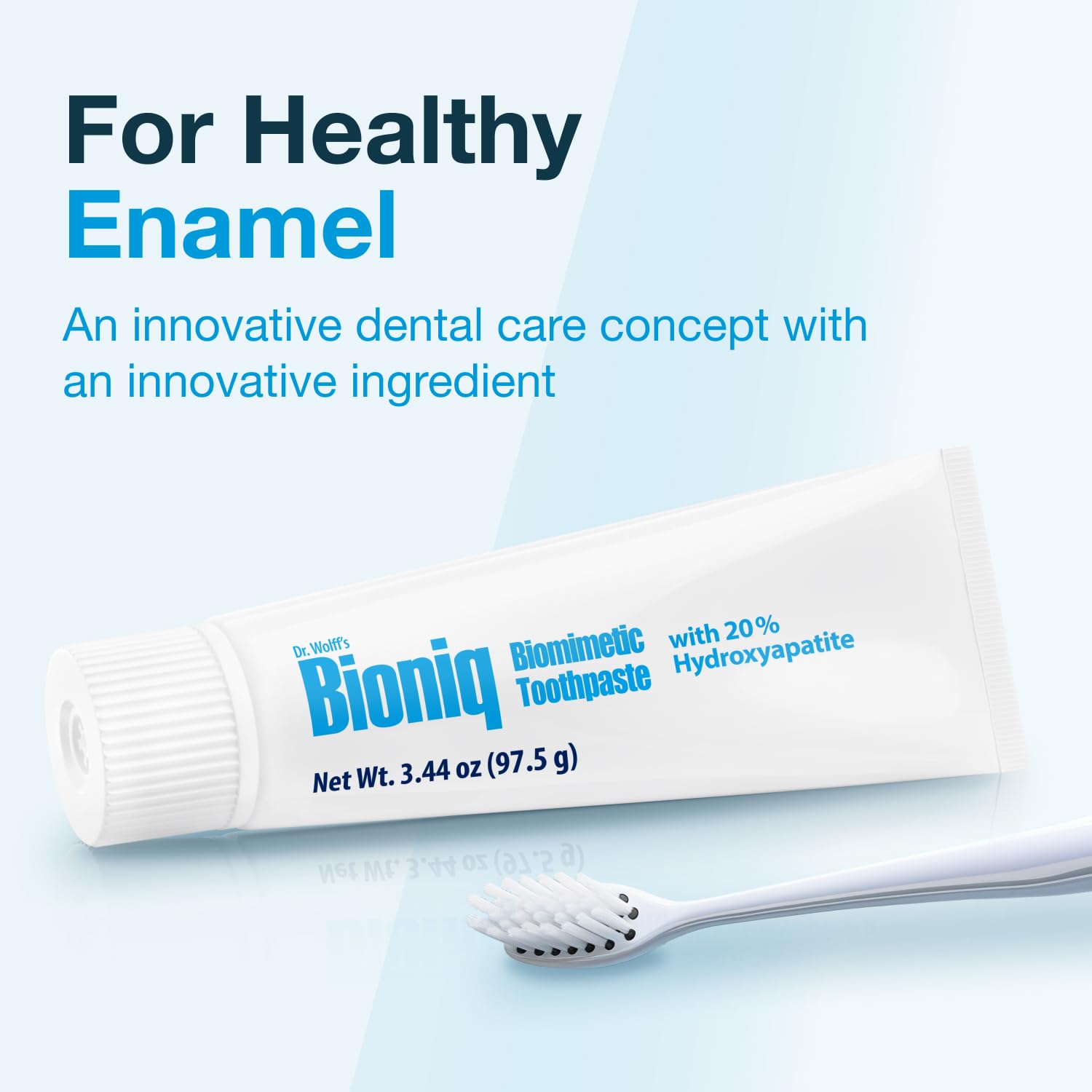 Sans fluorure sur l’emballage, formulation douce pour les dents.