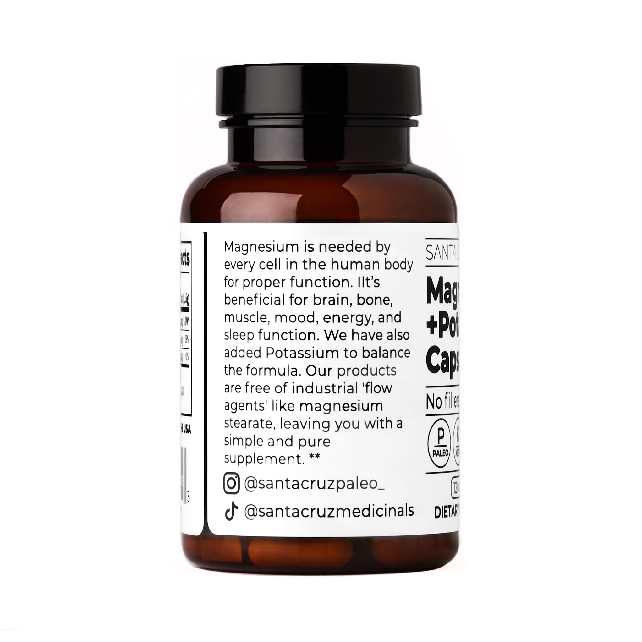 Bouteille Santa Cruz Paleo Magnésium et Potassium, 120 capsules pour votre routine