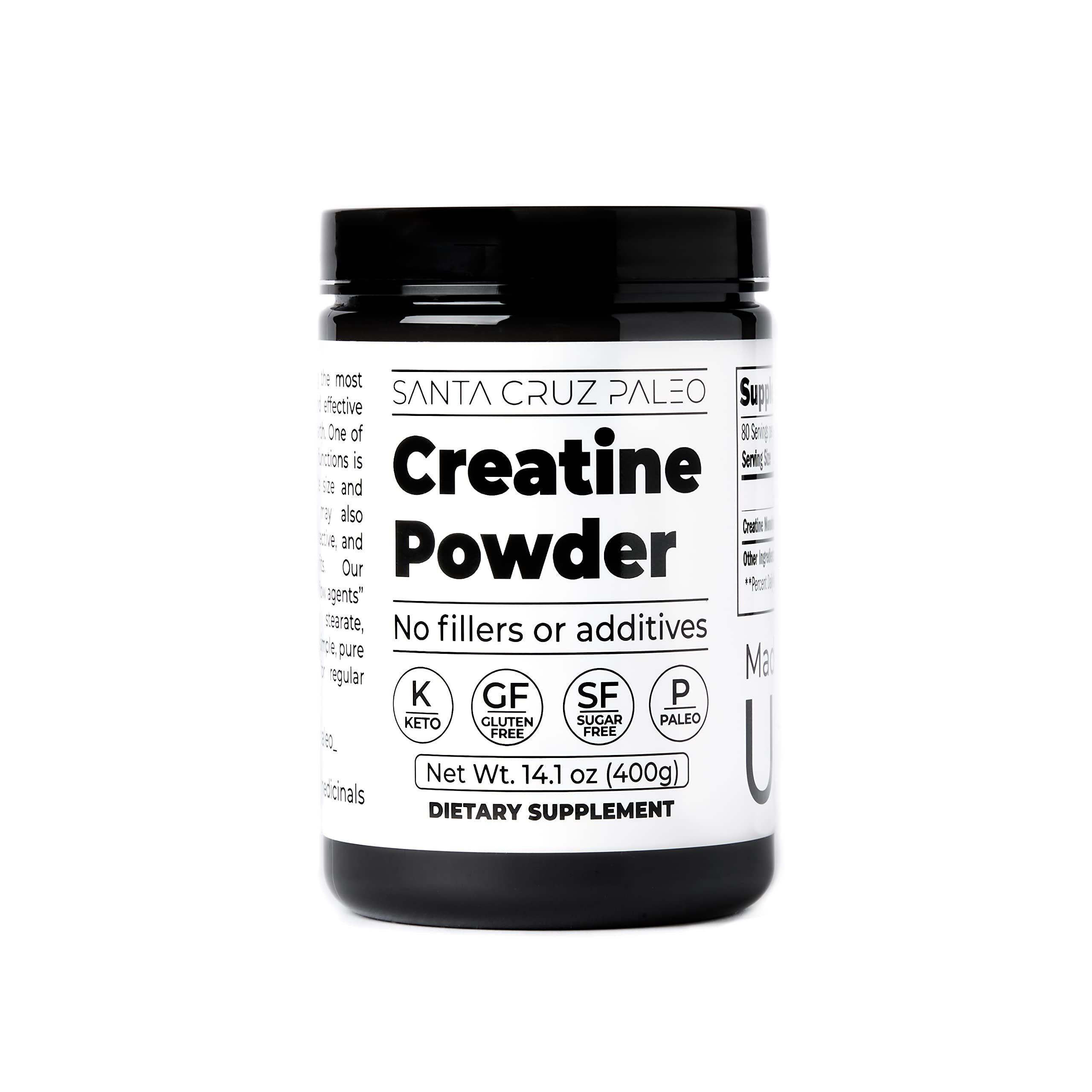 Santa Cruz Paleo créatine monohydrate poudre sans goût, se mélange facilement dans l'eau ou le shake.
