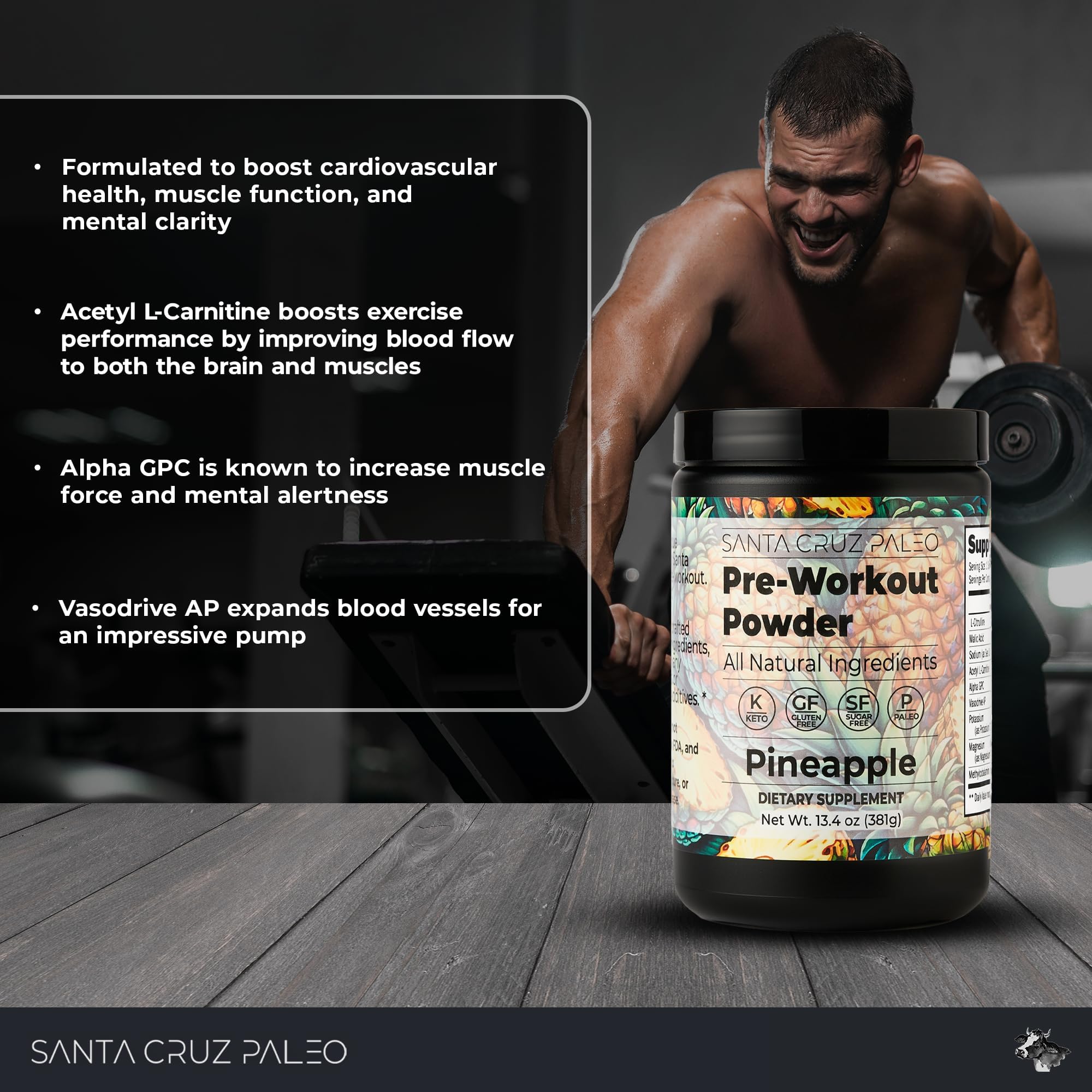 Santa Cruz Paleo dosette pré-workout pour dosage précis et pratique.