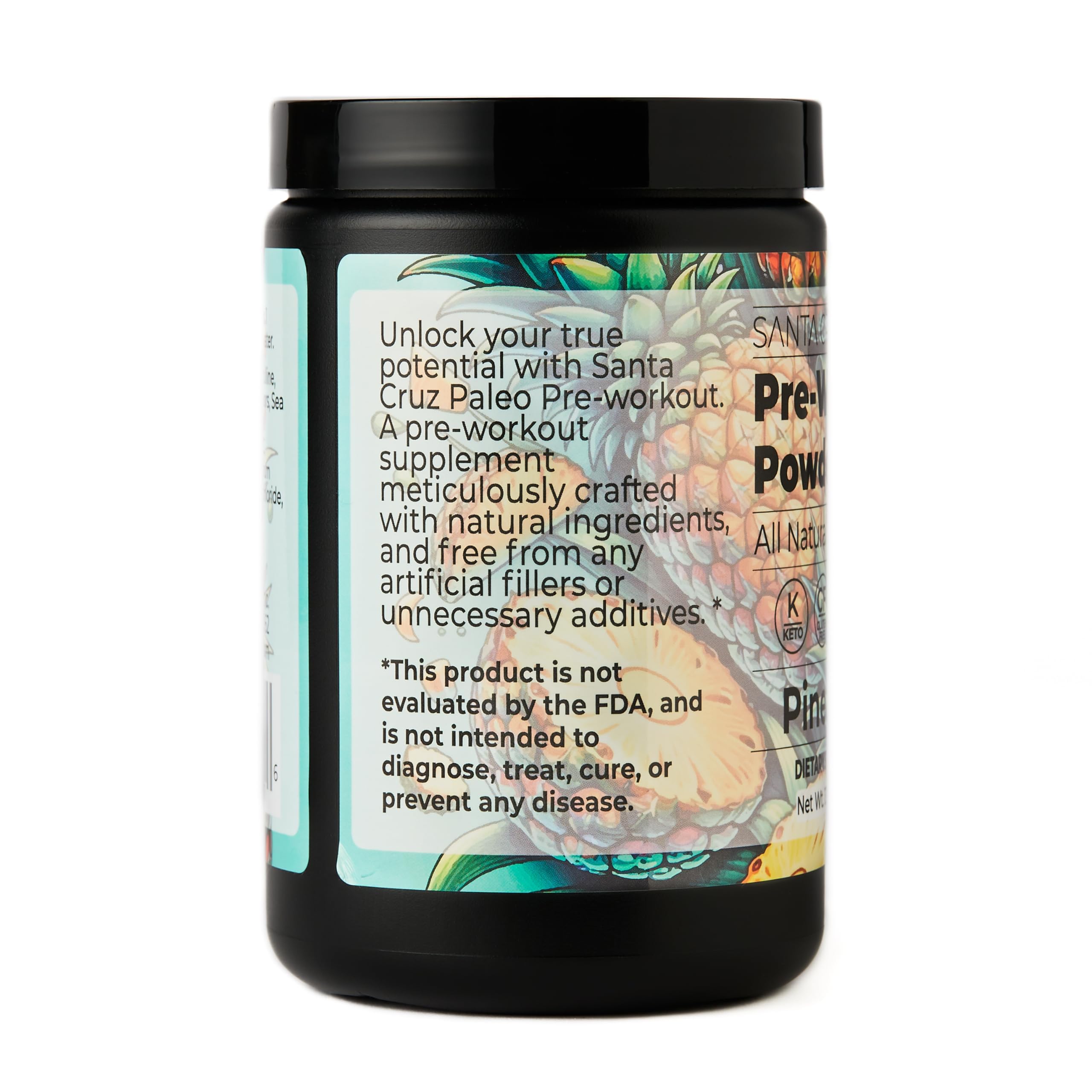 Santa Cruz Paleo pré-workout sans sucre ajouté goût naturel.