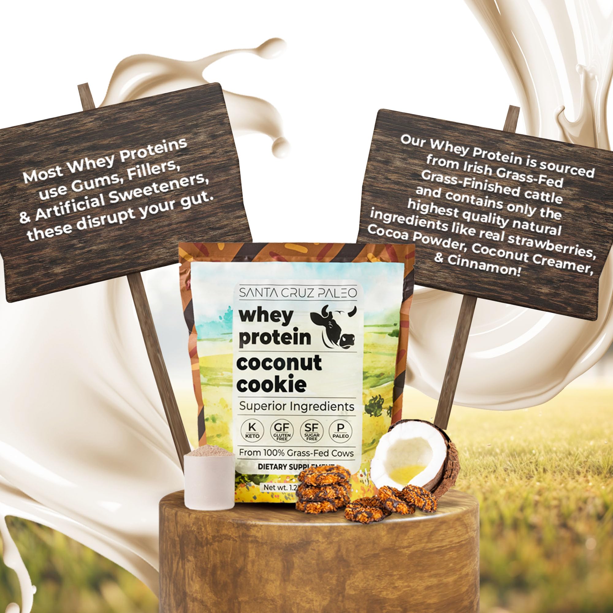 Saveur noix de coco biscuit Santa Cruz Paleo, gros plan gourmande et naturelle