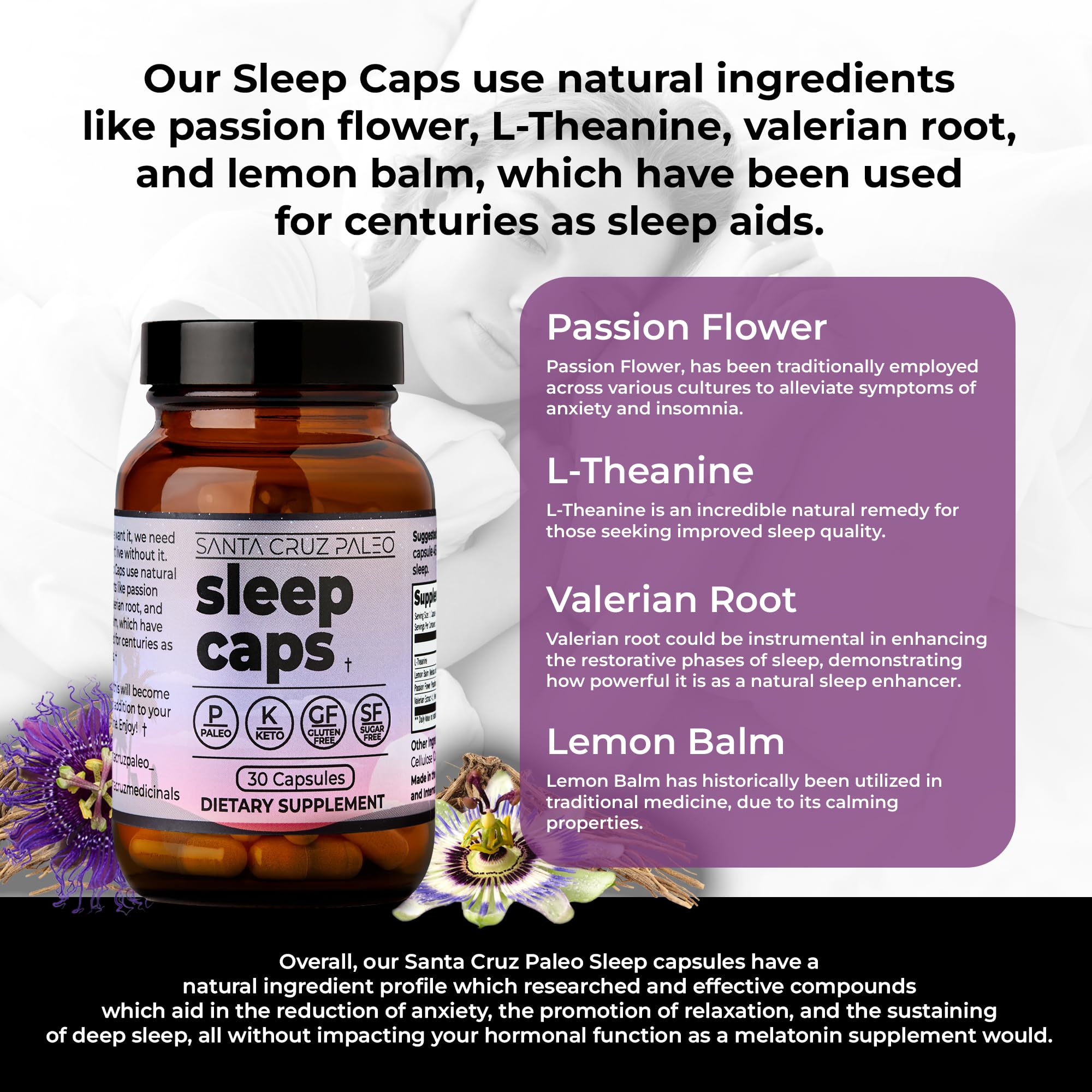 Capsules Sleep Caps : composition botanique relaxante pour le soir.