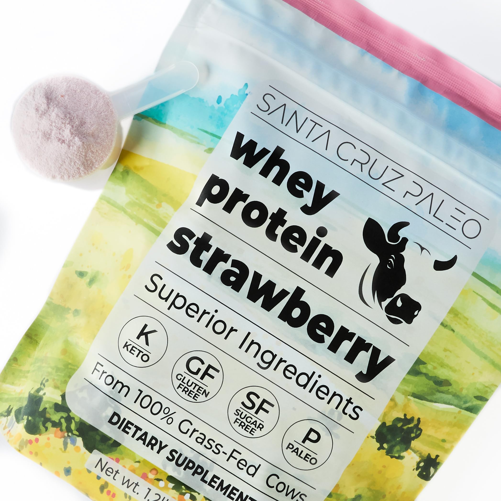 Santa Cruz Paleo Whey Fraise – mélange lait ou lait végétal pour un goût frais