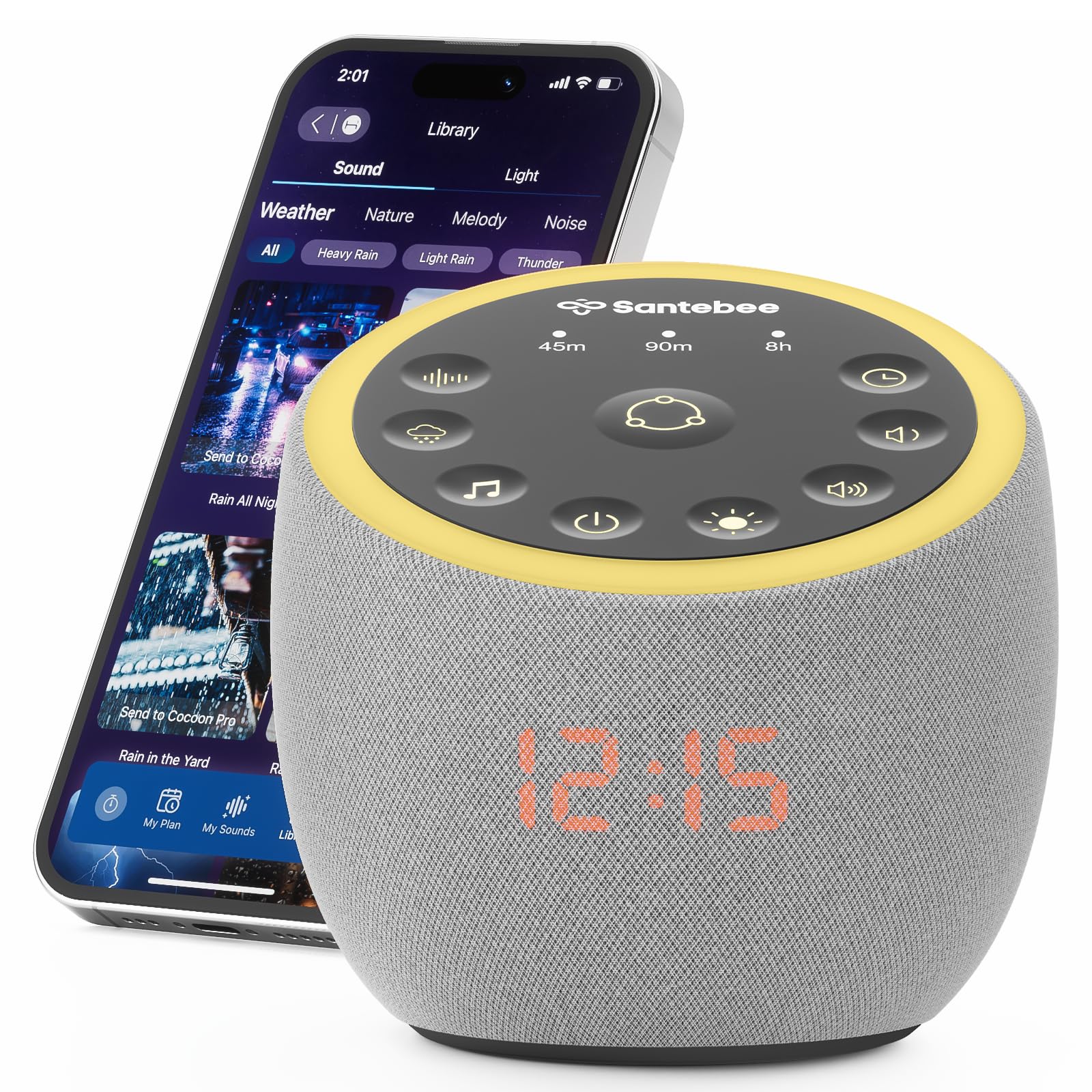 Santebee Cocoon Pro 2, affichage nocturne réglable pour une nuit sans lumière agressive.