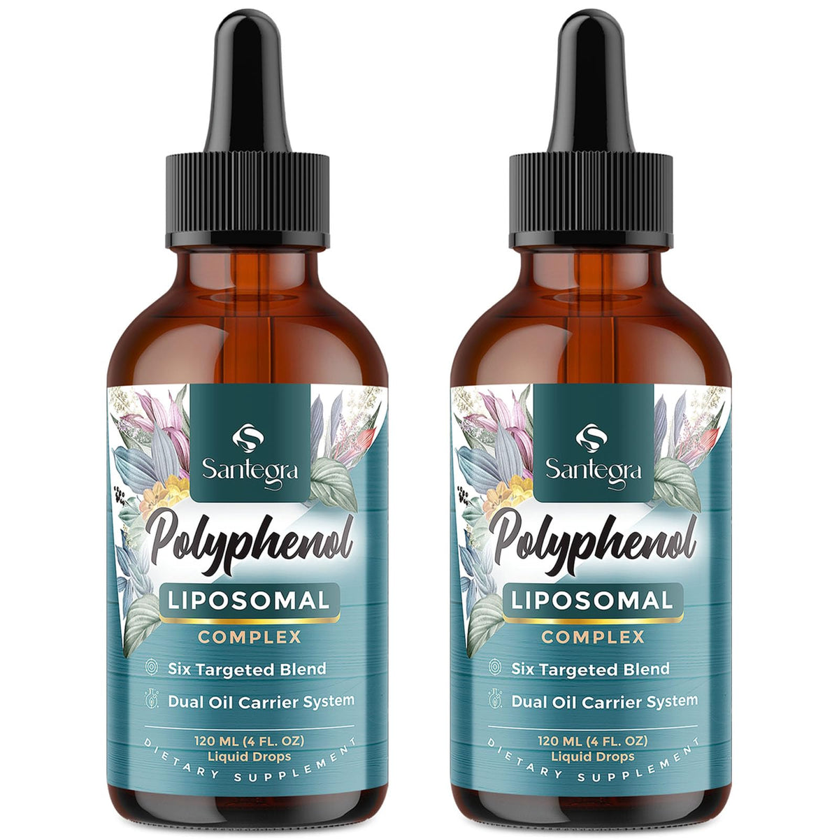 Santegra Polyphénols Liposomale – versement facile dans la bouteille pour énergie durable.