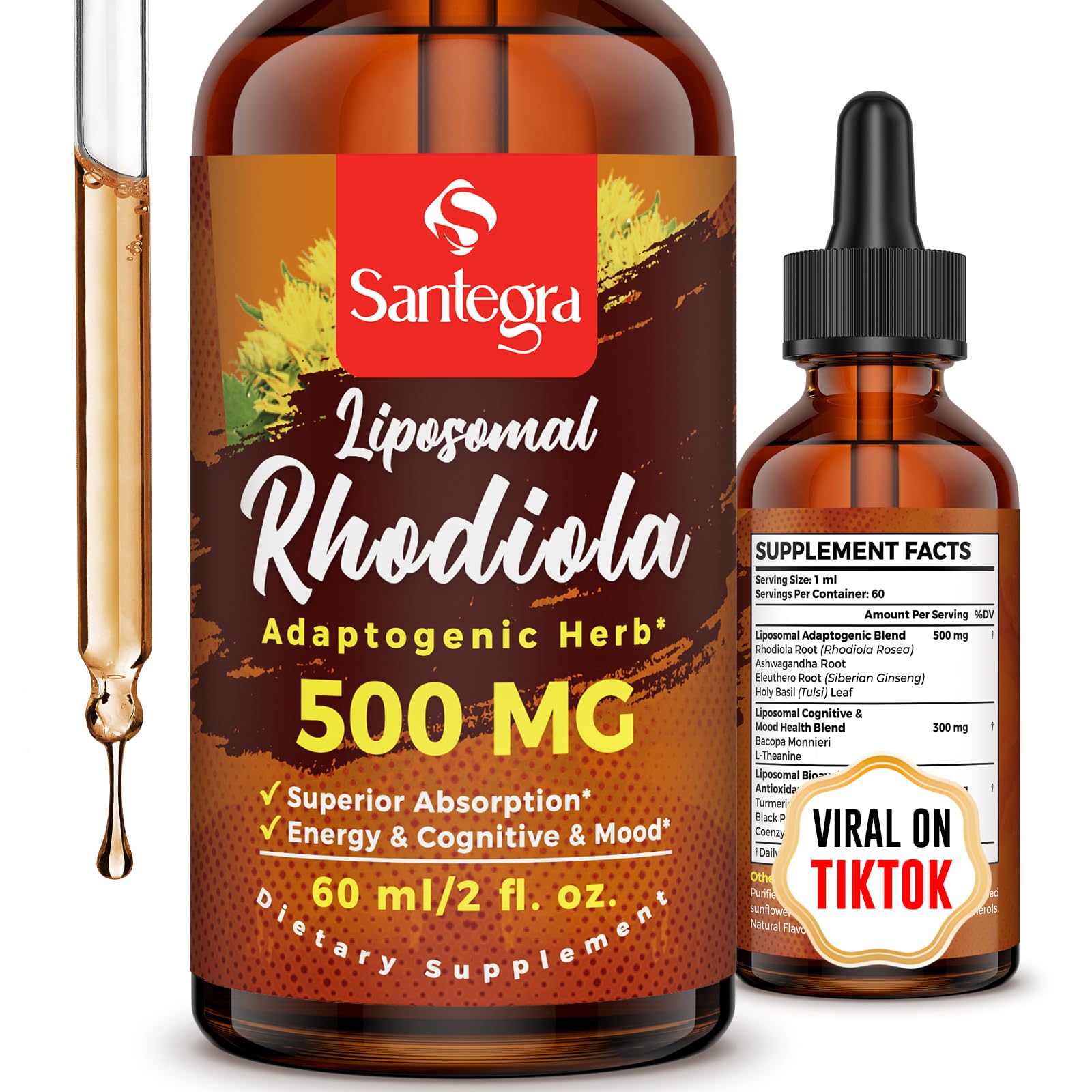 Santegra rhodiola liquide liposomal, meilleure biodisponibilité et énergie.