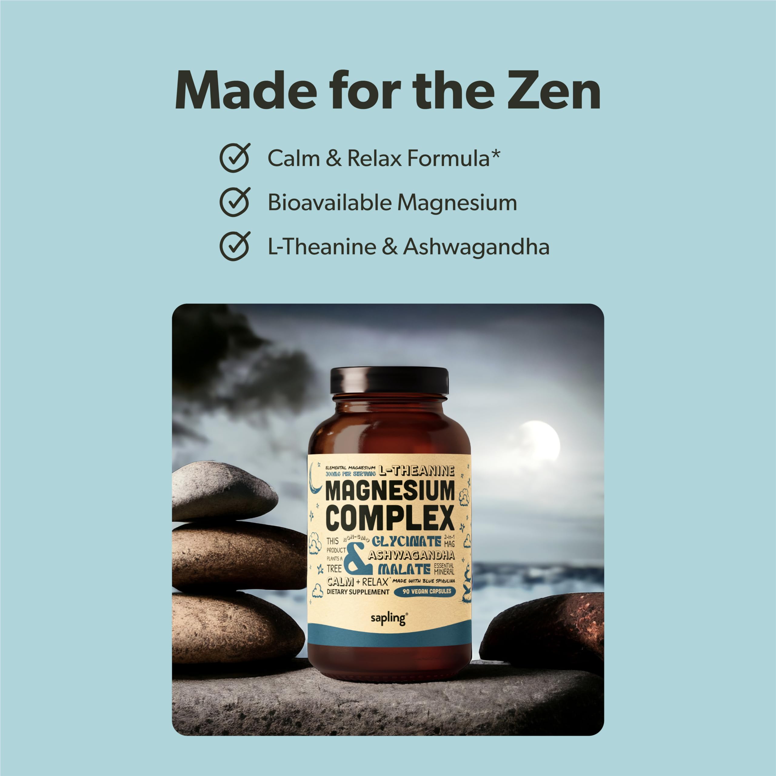 Sapling Magnesium Glycinate Complex - capsules végétales faciles à avaler.