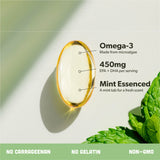 Sapling Omega-3 emballage menthe, expérience sensorielle agréable