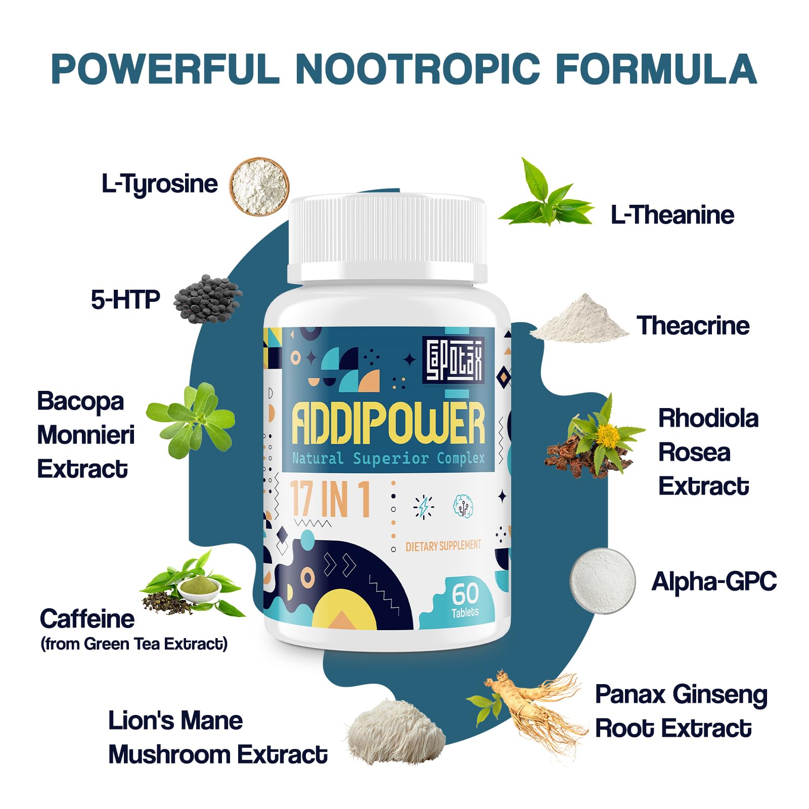 Sapotax nootropique Tyrosine et Theanine, concentration et calme attentif.