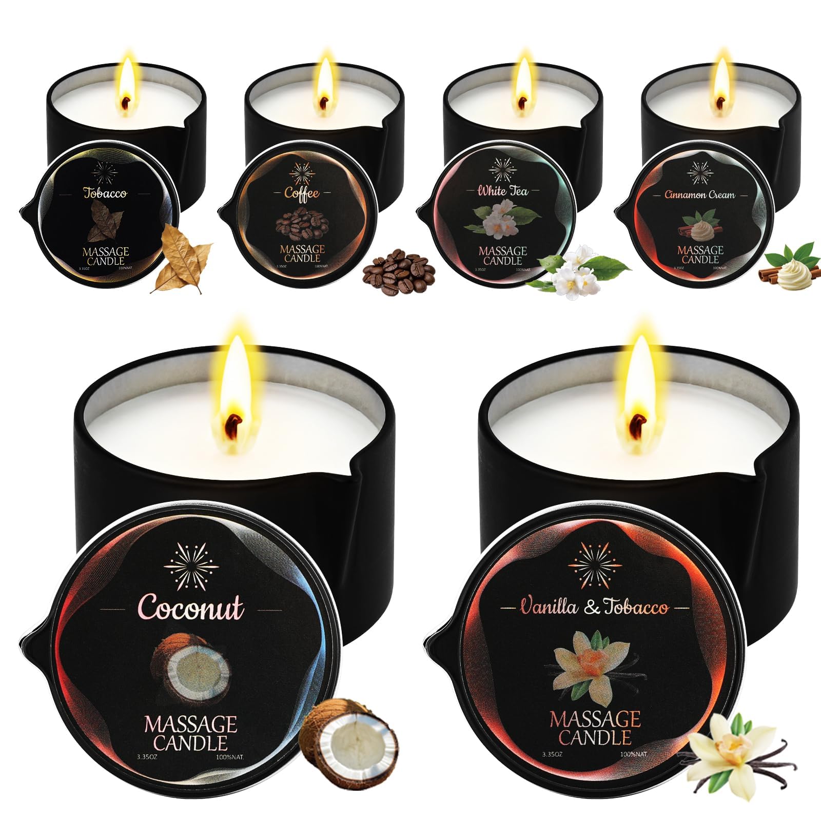 Coffret Sariiraw : six bougies massage pour une détente à domicile.