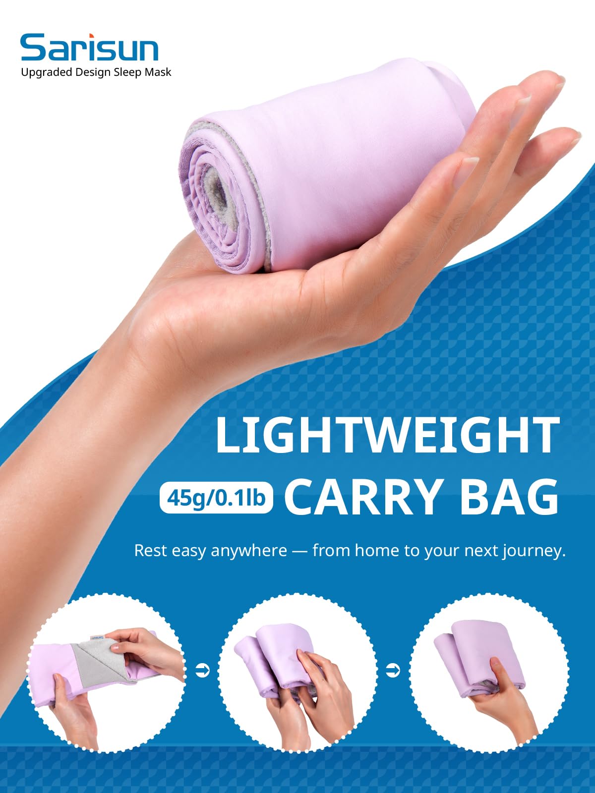 SARISUN masque sommeil etui-transport-compact – transport facile lors des déplacements.