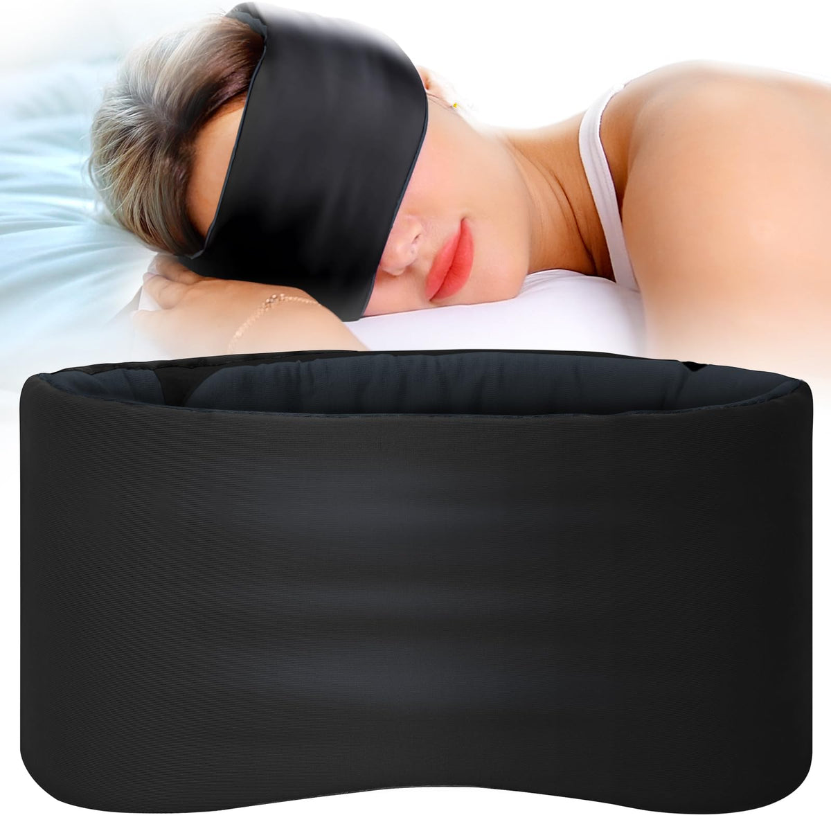 SARISUN masque-sommeil avant profil bloque la lumière pour favoriser l'endormissement.