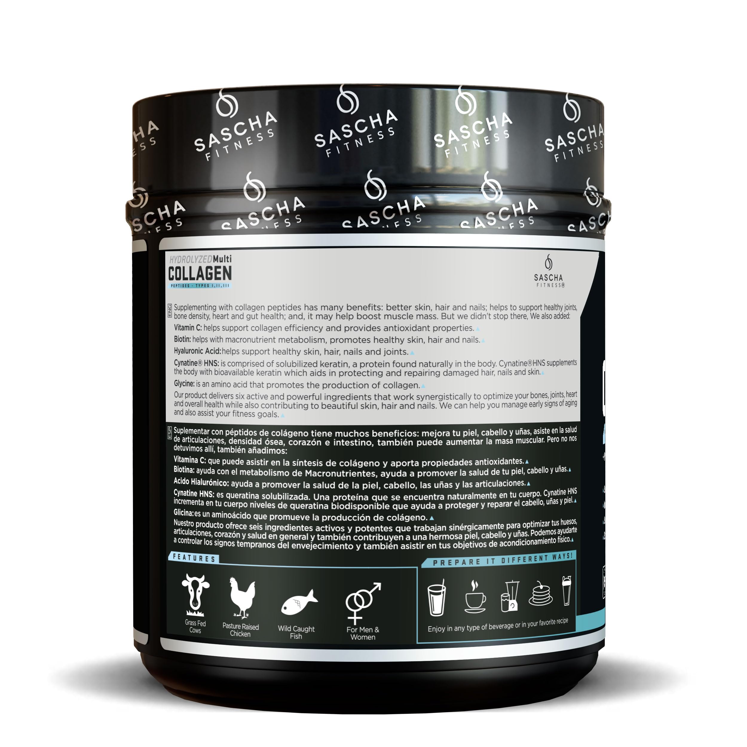 Doseuse SASCHA FITNESS, facilité d’utilisation quotidienne pour cheveux et muscles.