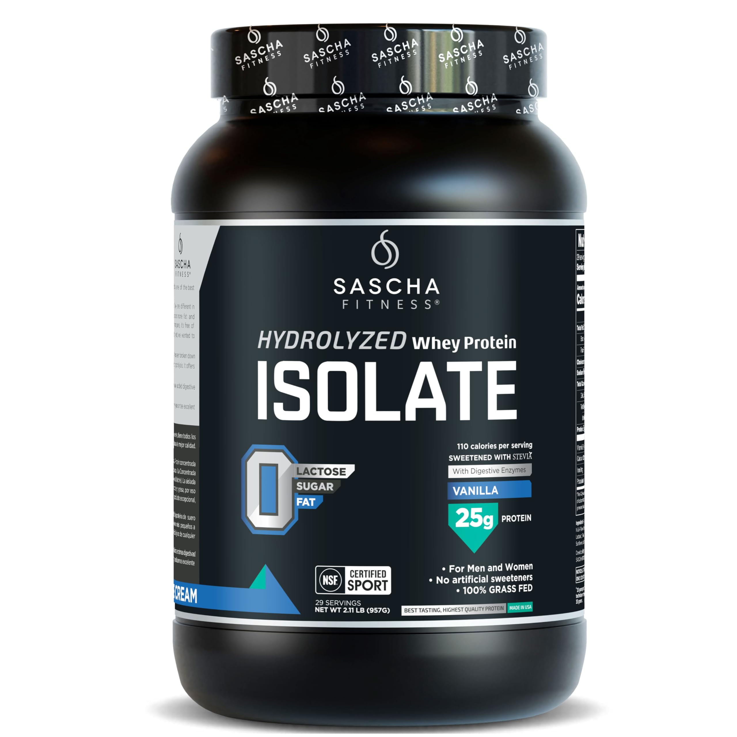 Sascha Fitness protéine hydrolysée vanille, poudre à absorption rapide après l’effort.