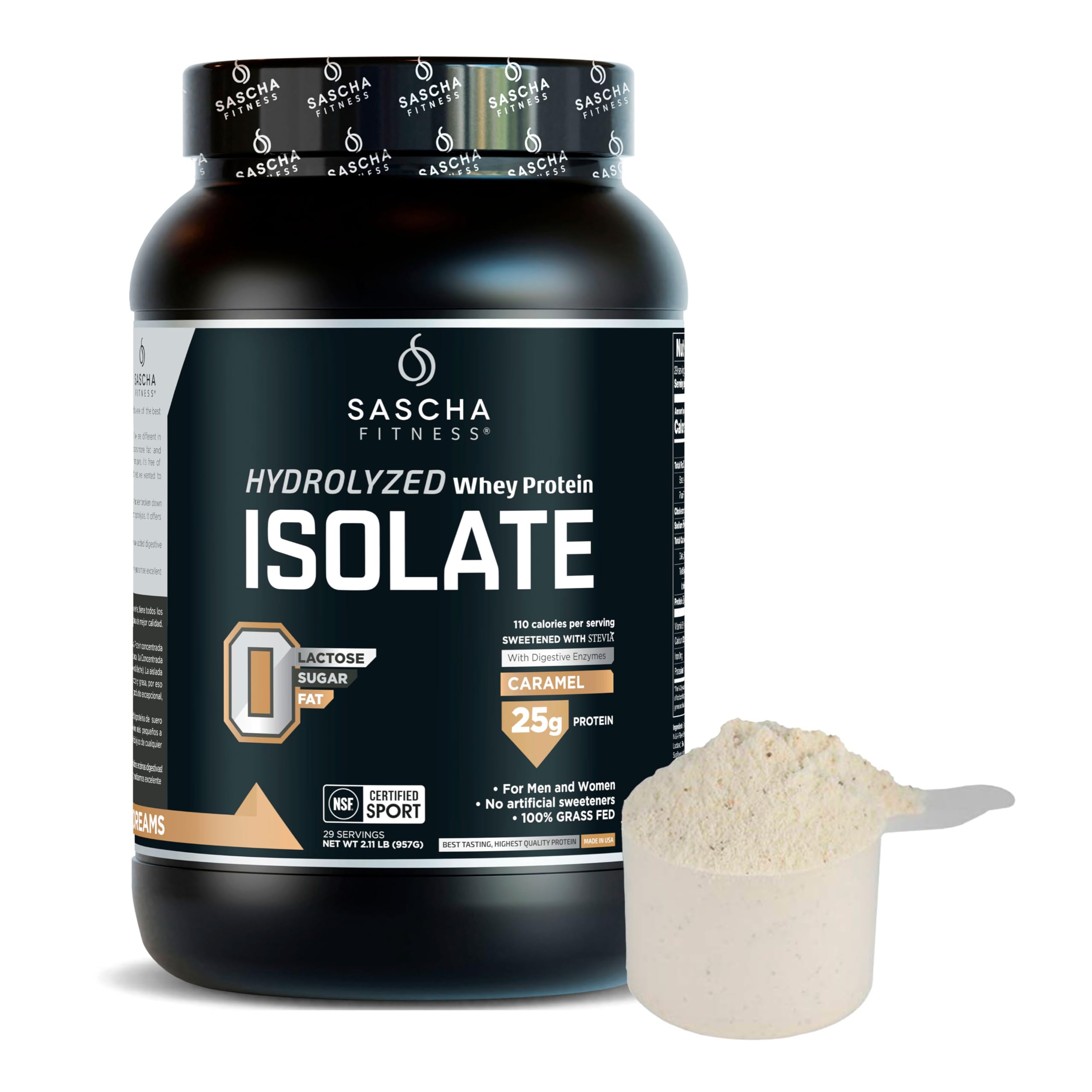 SASCHA FITNESS pot — logo clair, assurance qualité et traçabilité.