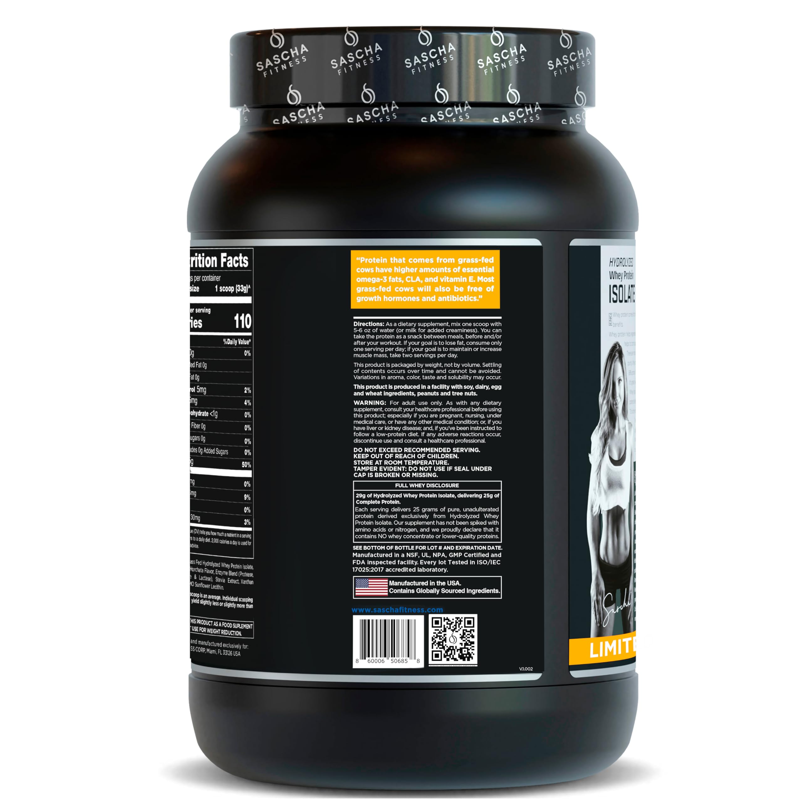 SASCHA FITNESS whey hydrolysée isolat vanille horchata, shake prêt en quelques secondes.
