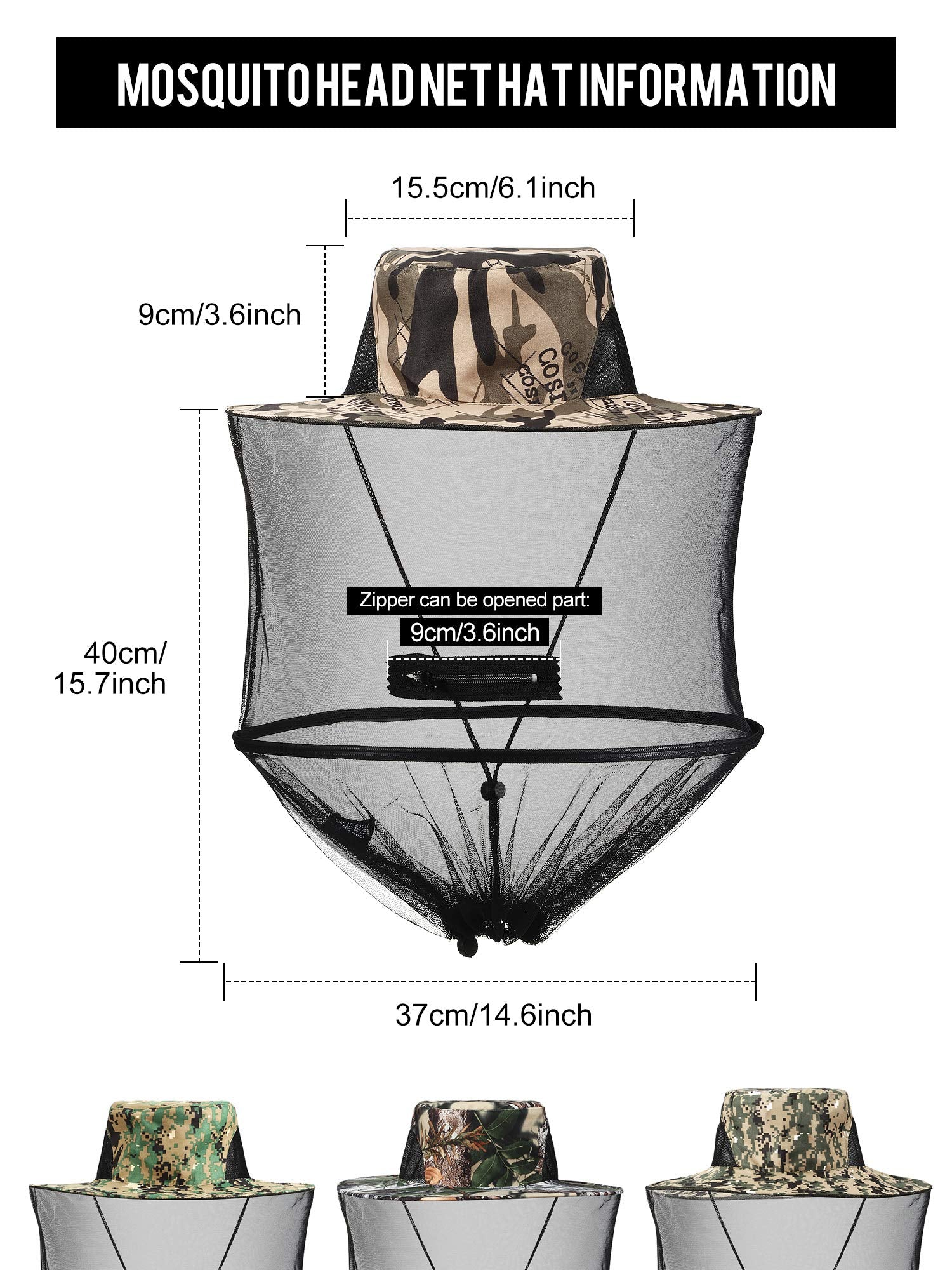 SATINIOR kit quatre chapeaux moustique, coloris variés pour toute la famille