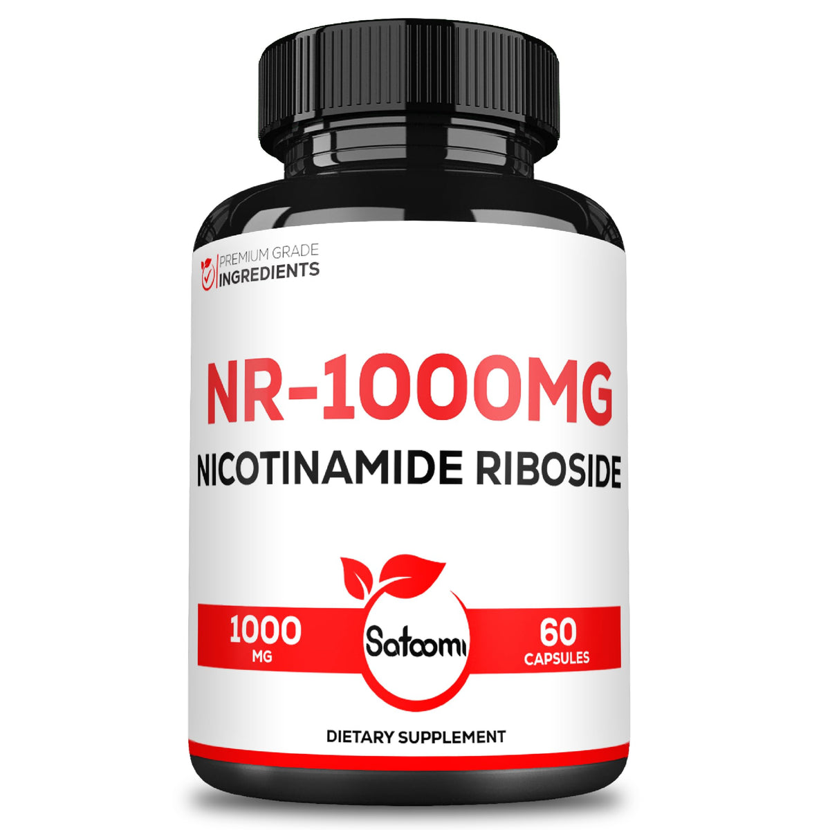 Satoomi NAD, bouteille de 60 capsules pratique pour 30 jours.