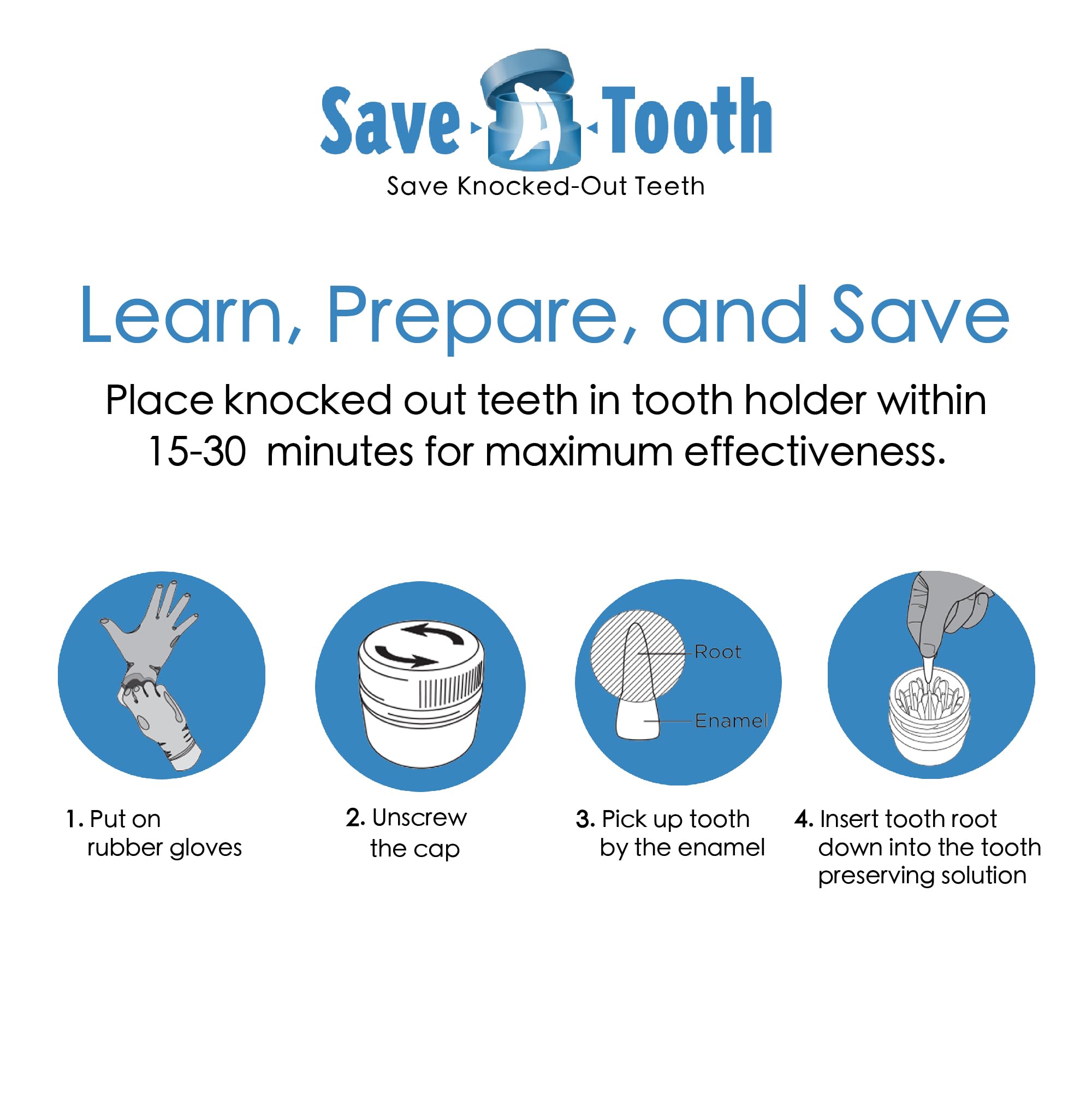 Save-A-Tooth support dent, emplacement individuel pour dents extraites.