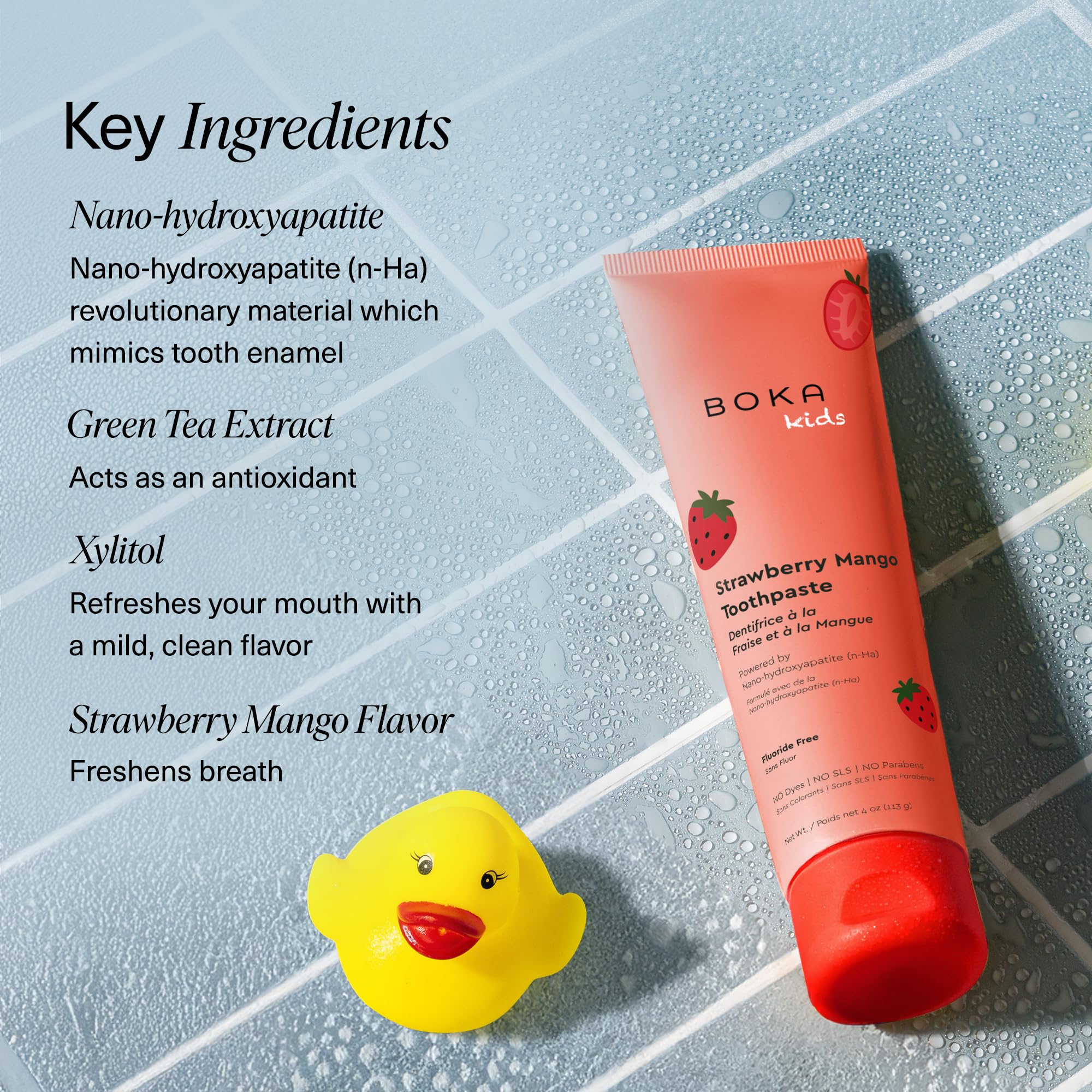 Saveur Fraise Mangue Boka pour rendre le brossage agréable.
