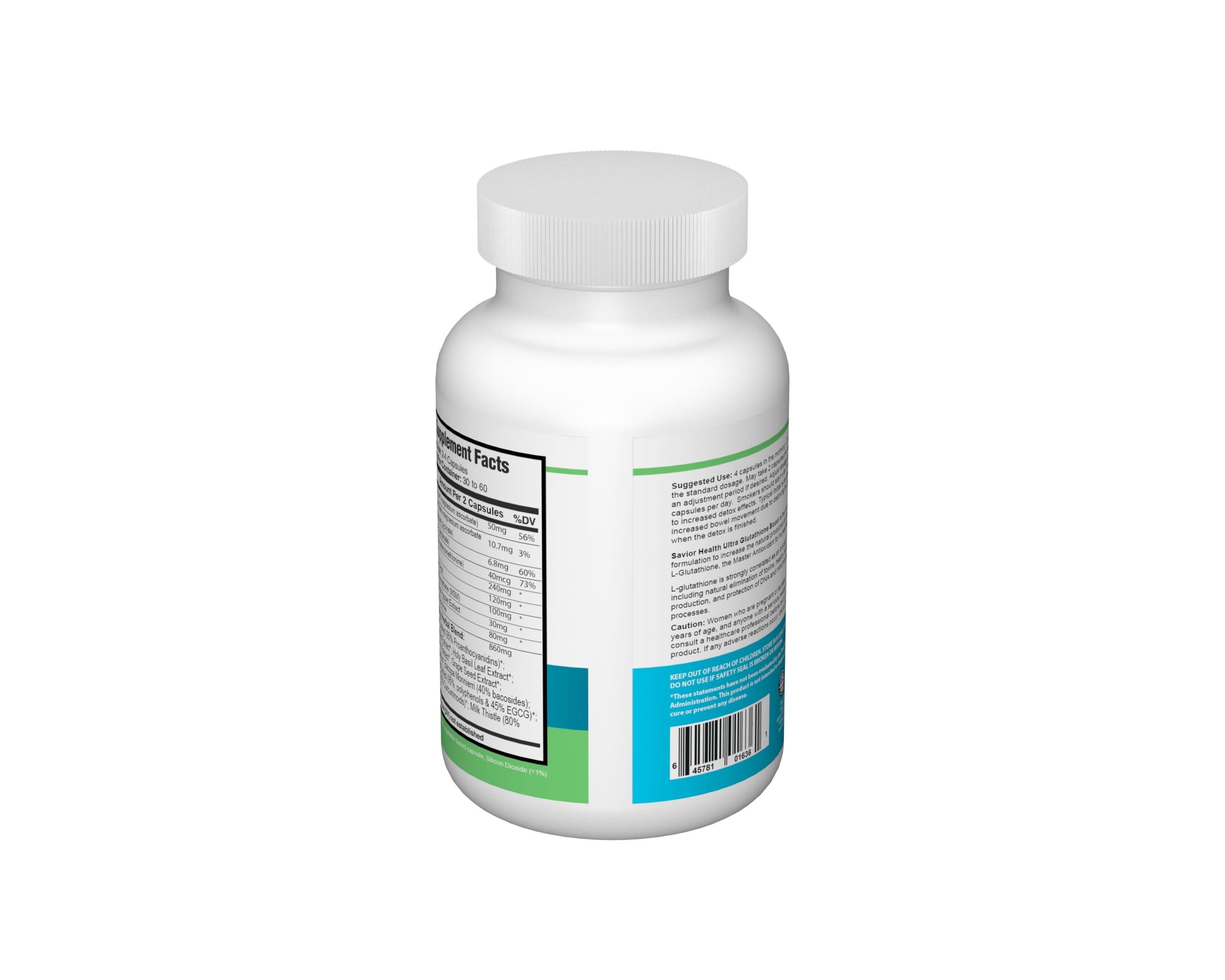 Savior Health Ultra Glutathione Boost - ingrédients riches en extraits végétaux et antioxydants