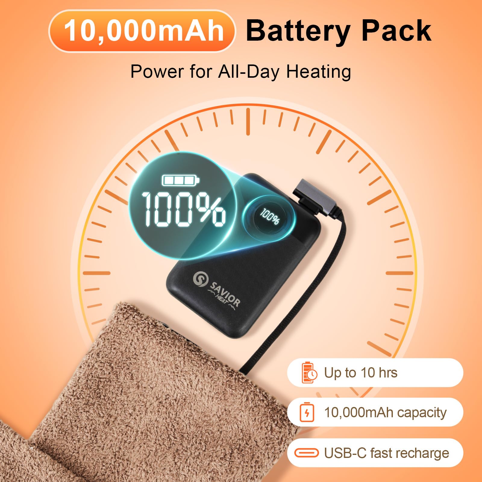 Design portable et anti-glisse du tapis chauffant SAVIOR HEAT.