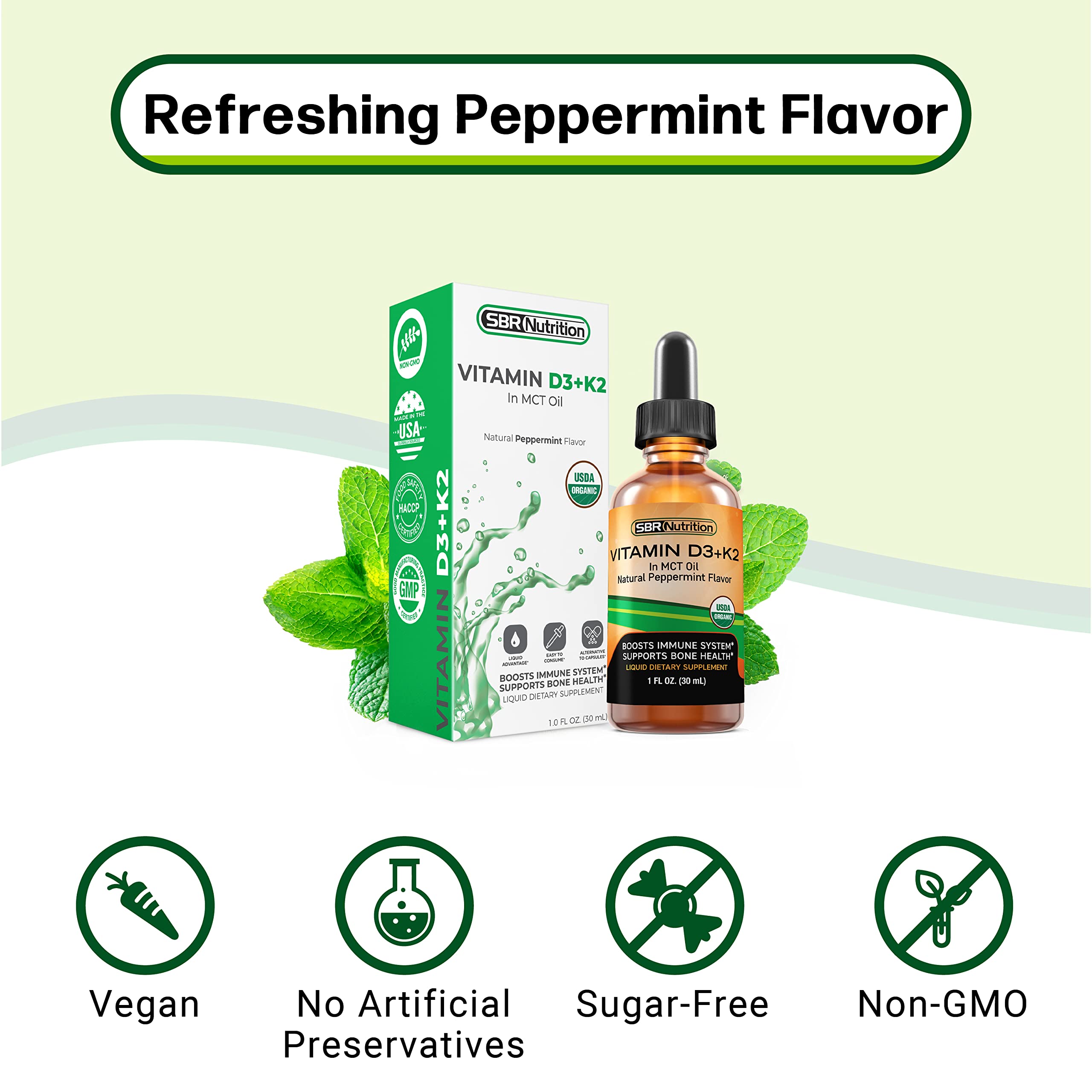 SBR Nutrition MAX Absorption formulation menthe: goût rafraîchissant sans allergènes courants.