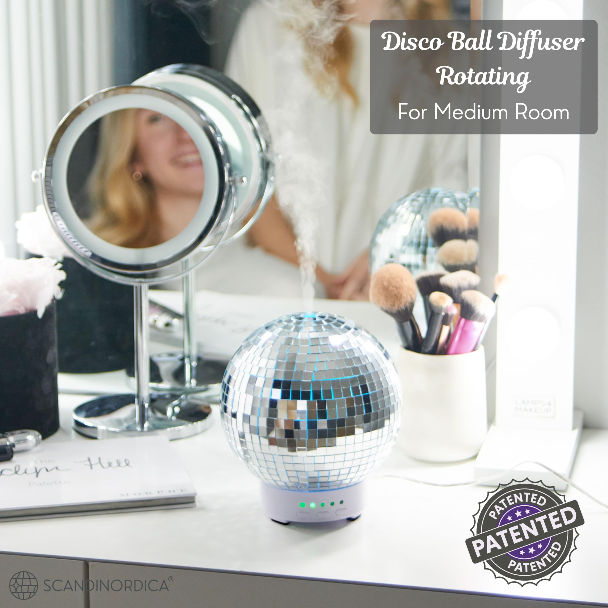 SCANDINORDICA diffuseur boule disco avec lumière multicolore pour soirées.