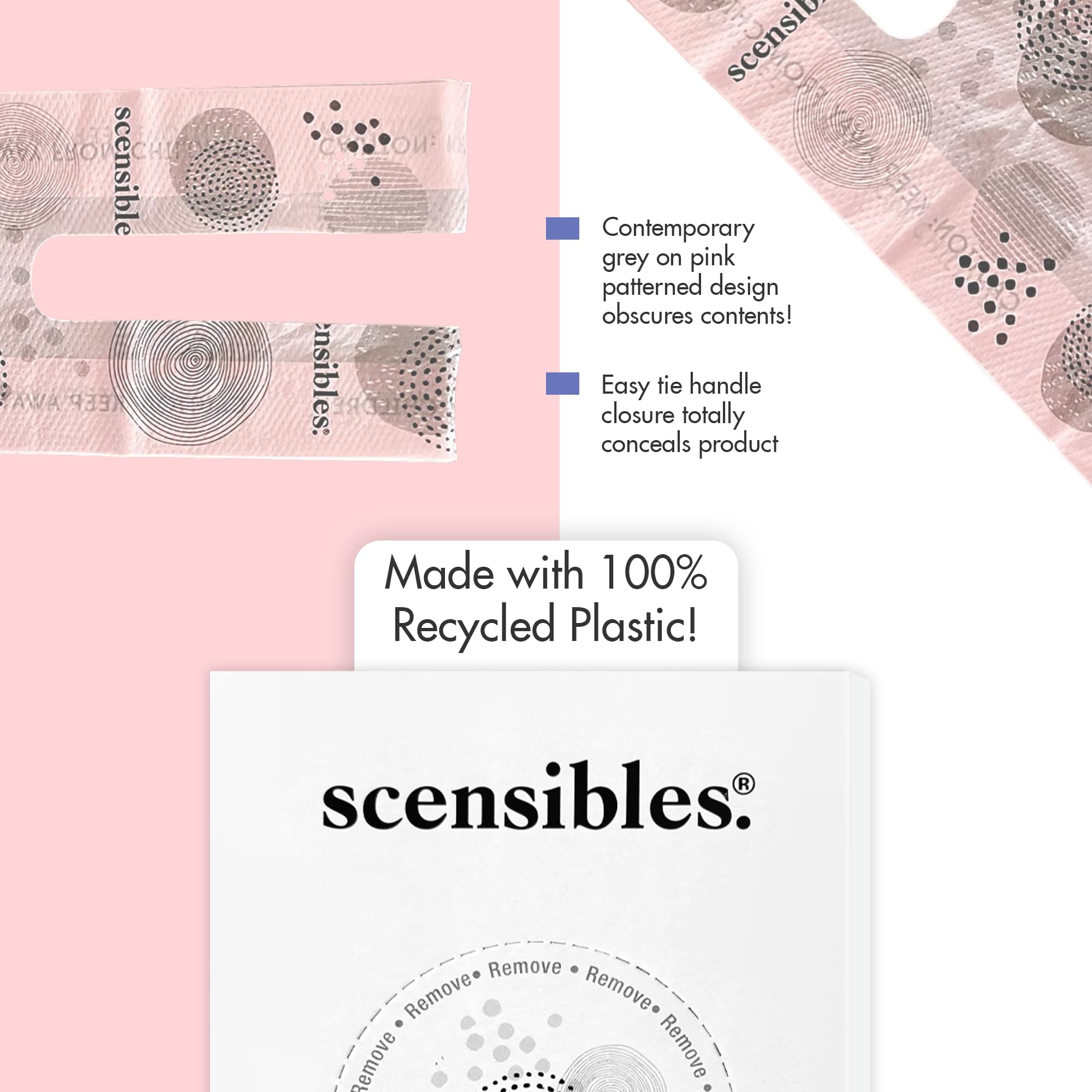SCENSIBLES sacs-resine-recyclee-post-consumer reflètent l engagement durable et respectueux.