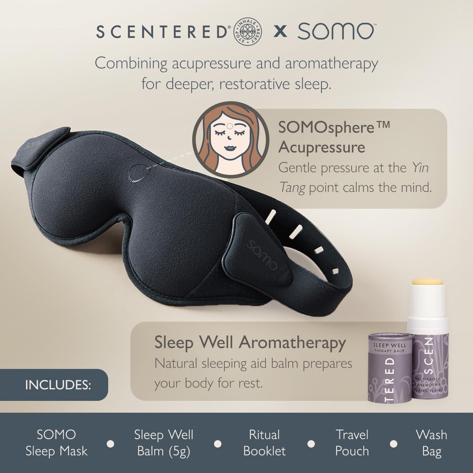 Baume Sleep Well Scentered-Somo, aromathérapie naturelle avant le repos