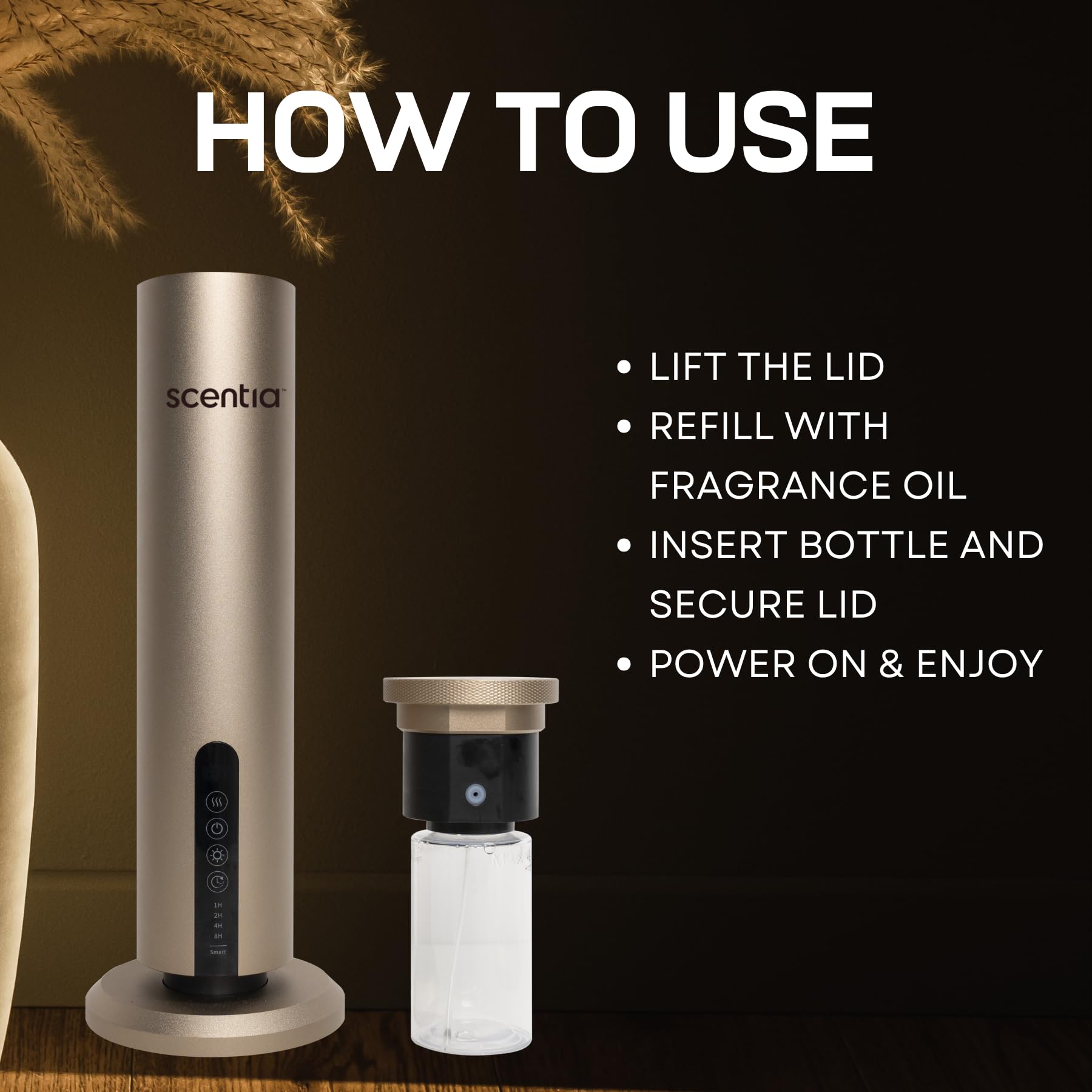 Kit complet Scentia Max avec huile 120 ml et échantillons.