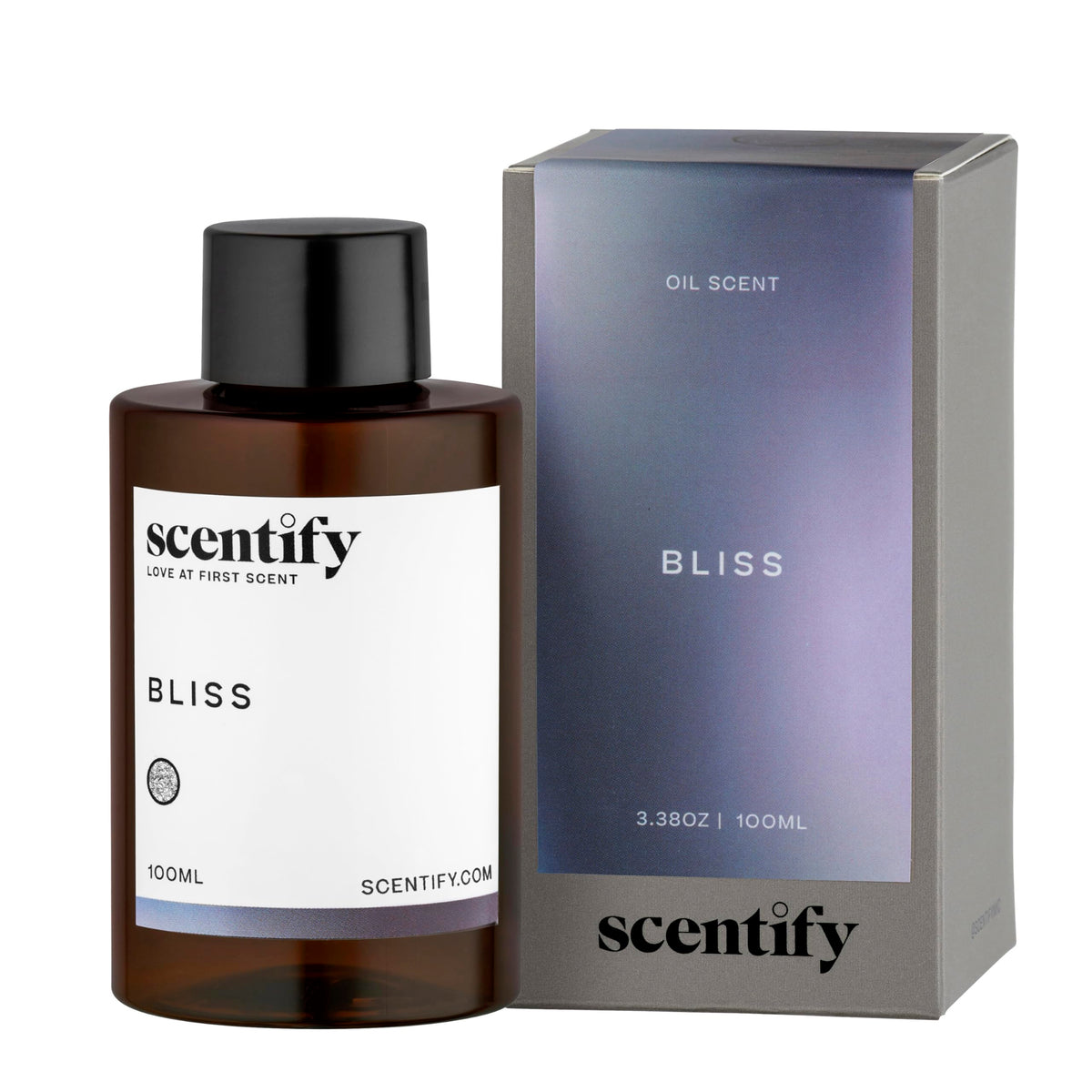 Scentify Bliss dans une bouteille ambrée prête à diffuser une ambiance spa chez soi
