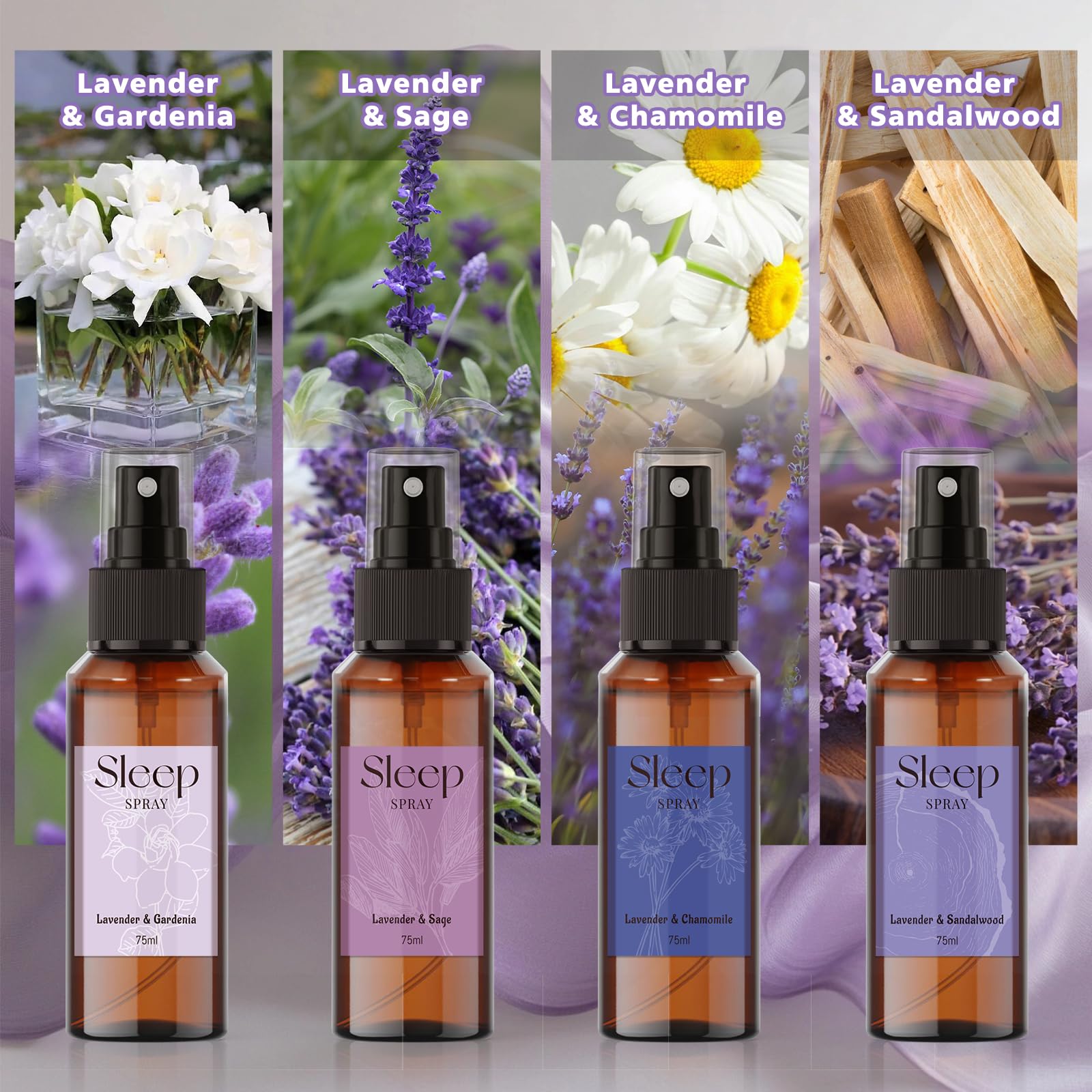 SCENTORINI pack 4 bouteilles brume lavande, idéal pour chambre et linge